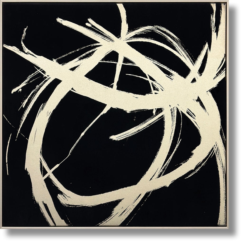 ''Midnight Motion Bold Abstract'' Suede Canvas w/ Metallic