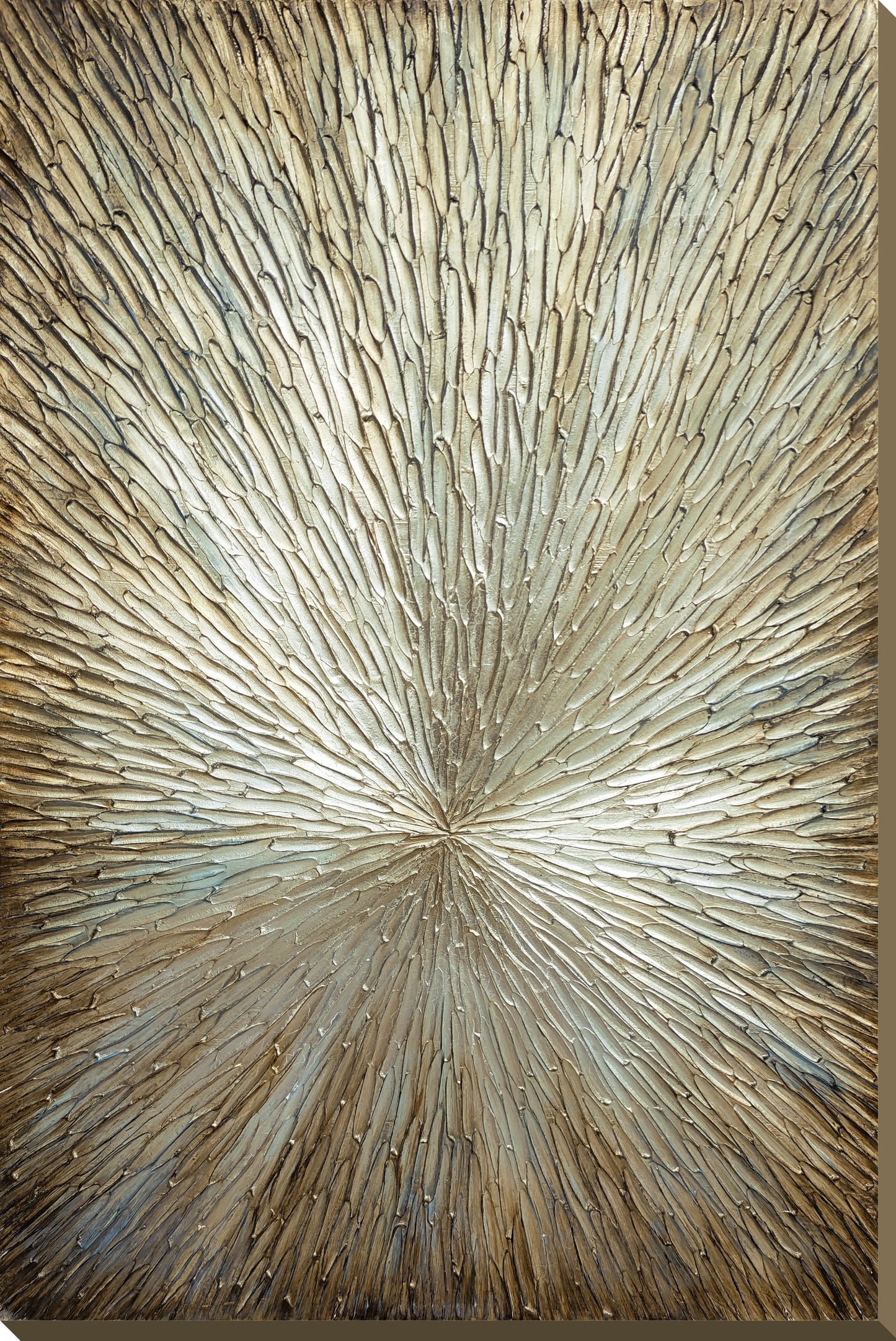 ''Golden Solar Eruption Textured Art'' Hand-painted Wrapped Canvas