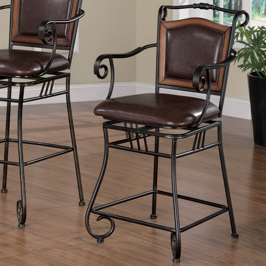 Prescott Roll Arm Swivel Counter Height Bar Stool (Set of 2)