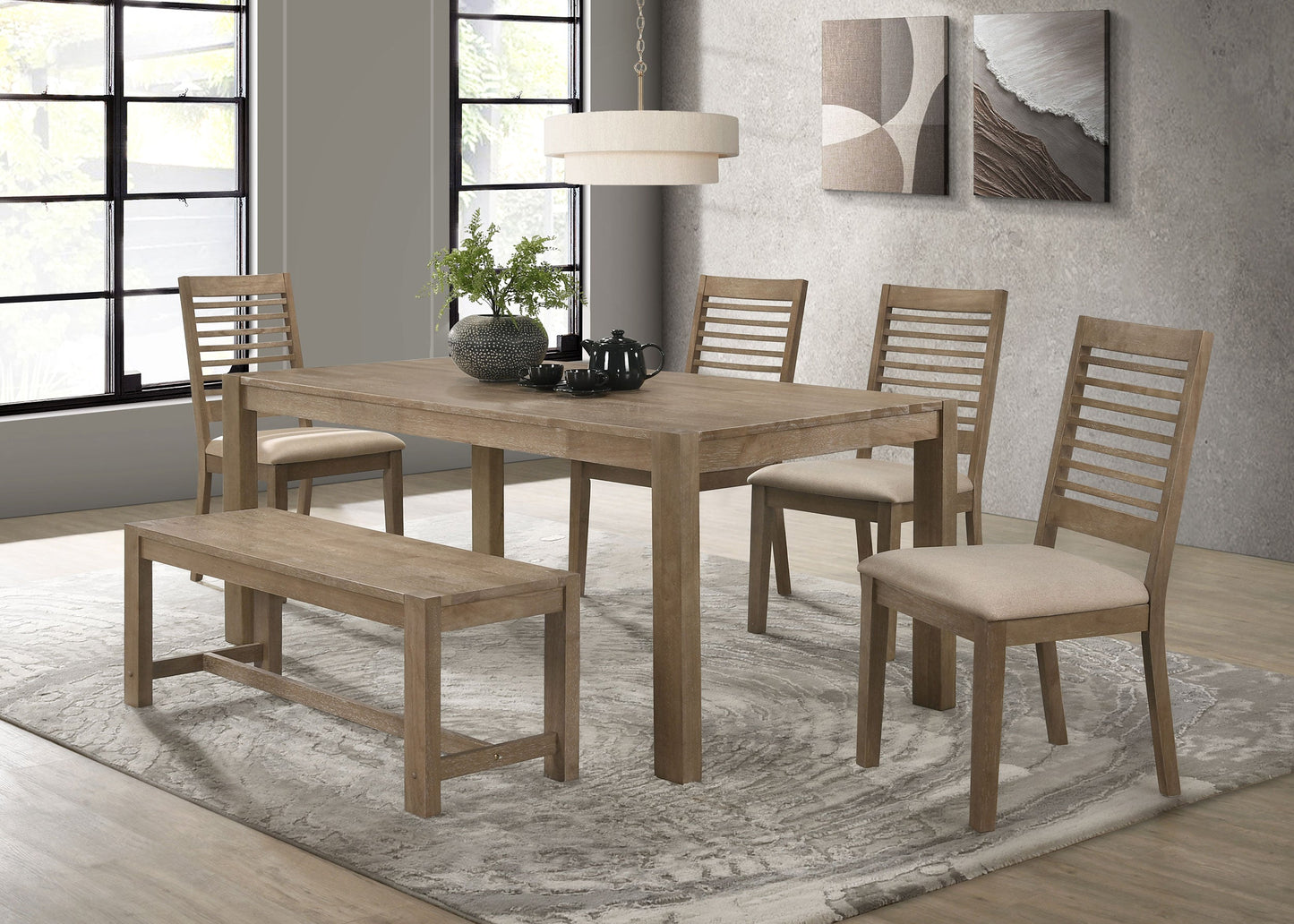 Banco de comedor con base de caballete de madera Scottsdale, color marrón lavado