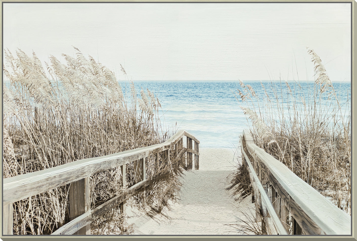 ''Seaside Passageway Serenity'' Hand-painted Canvas in Frame