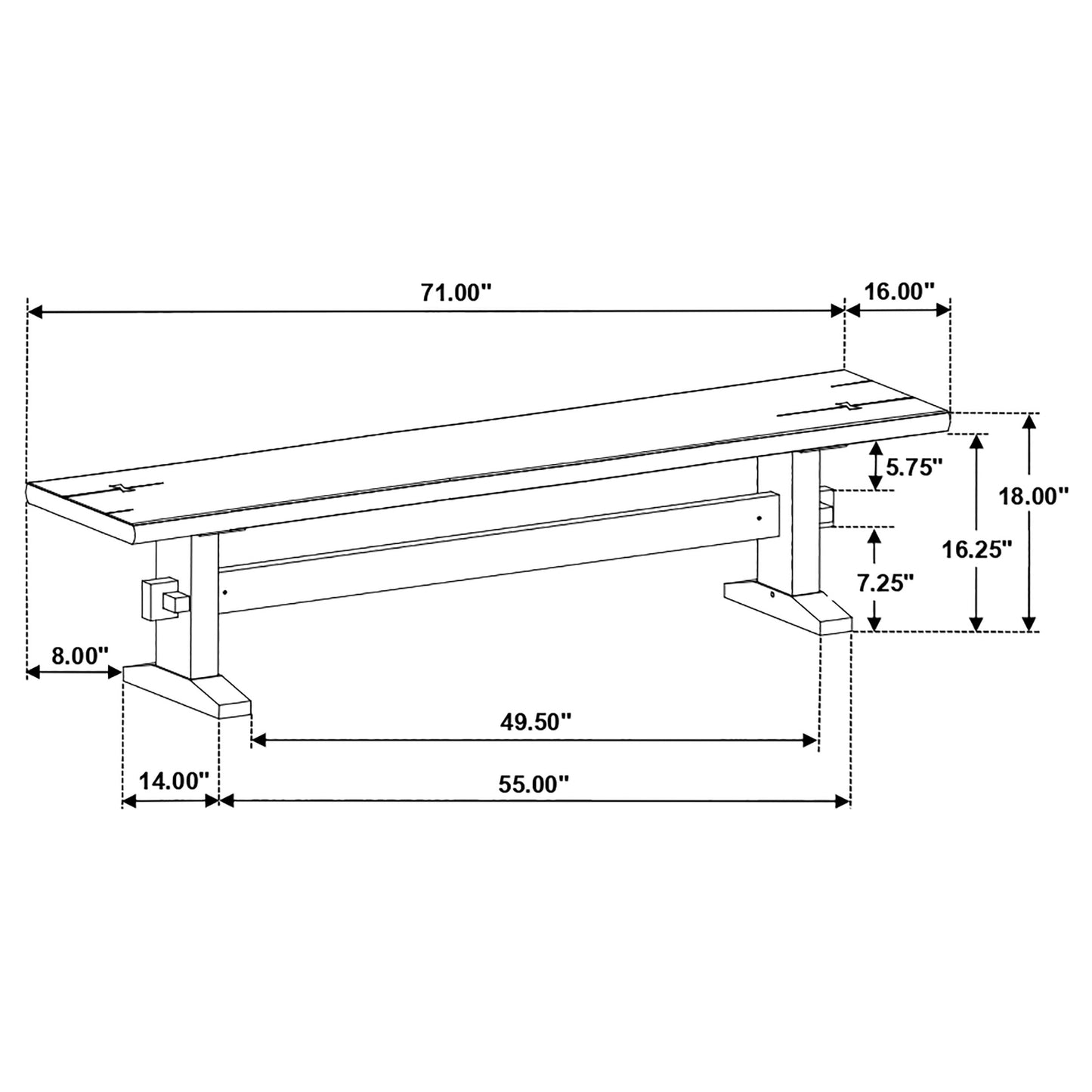 Banco de comedor de madera Bexley color miel natural y negro ahumado