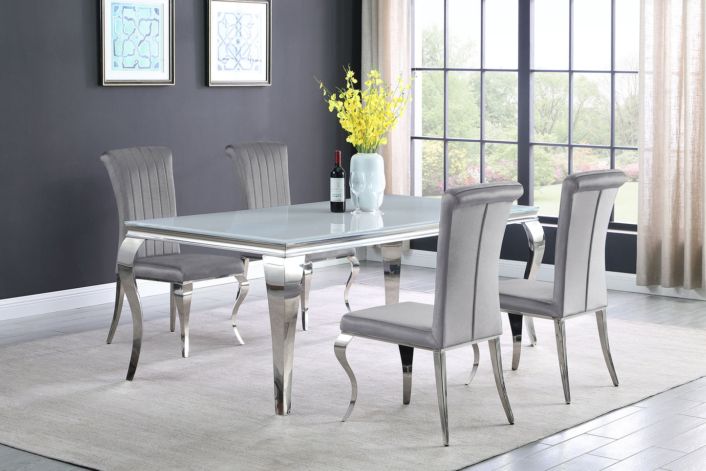 Carone Rectangular 61-inch Glass Top Dining Table White