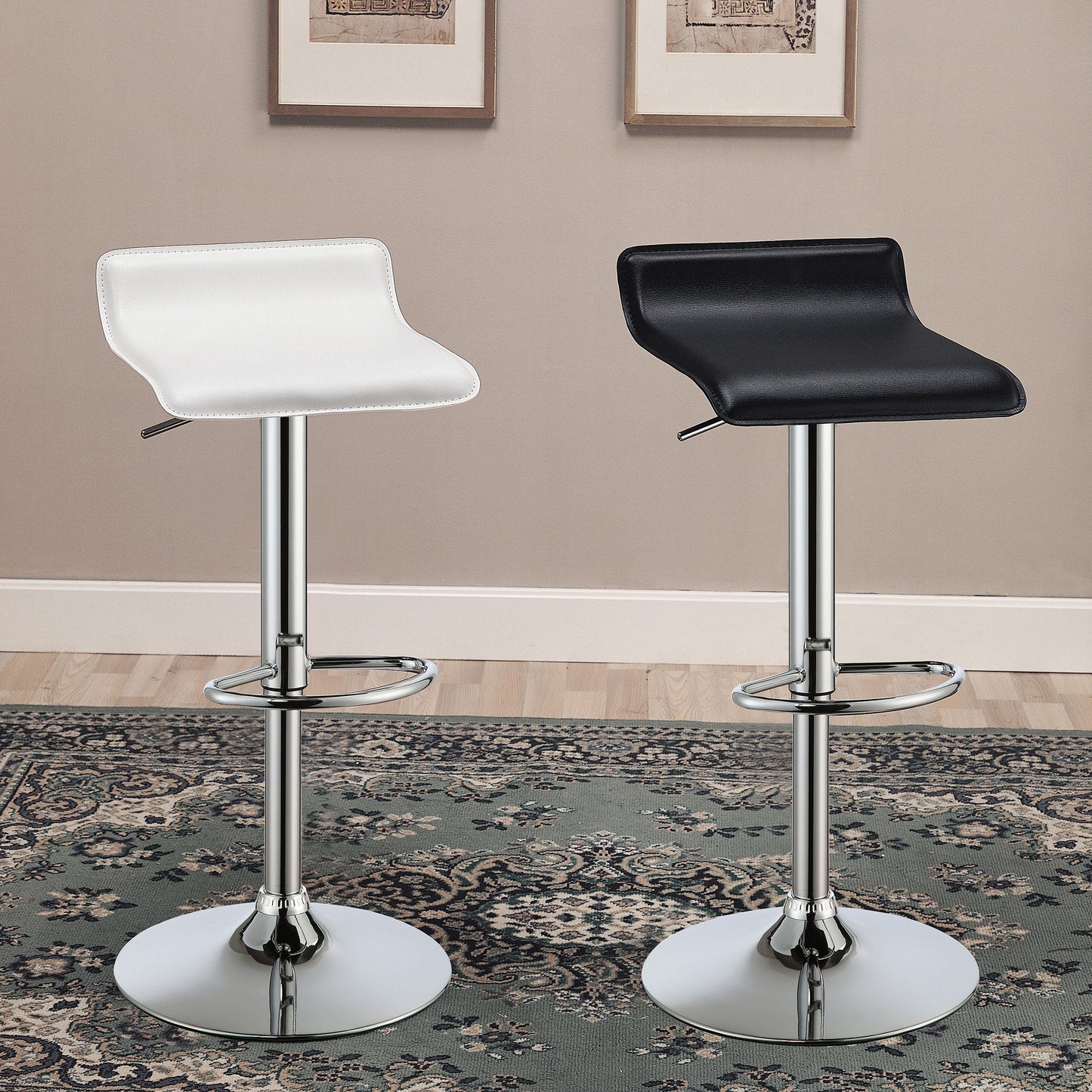 Taburete de bar ajustable tapizado Bidwell negro (juego de 2)