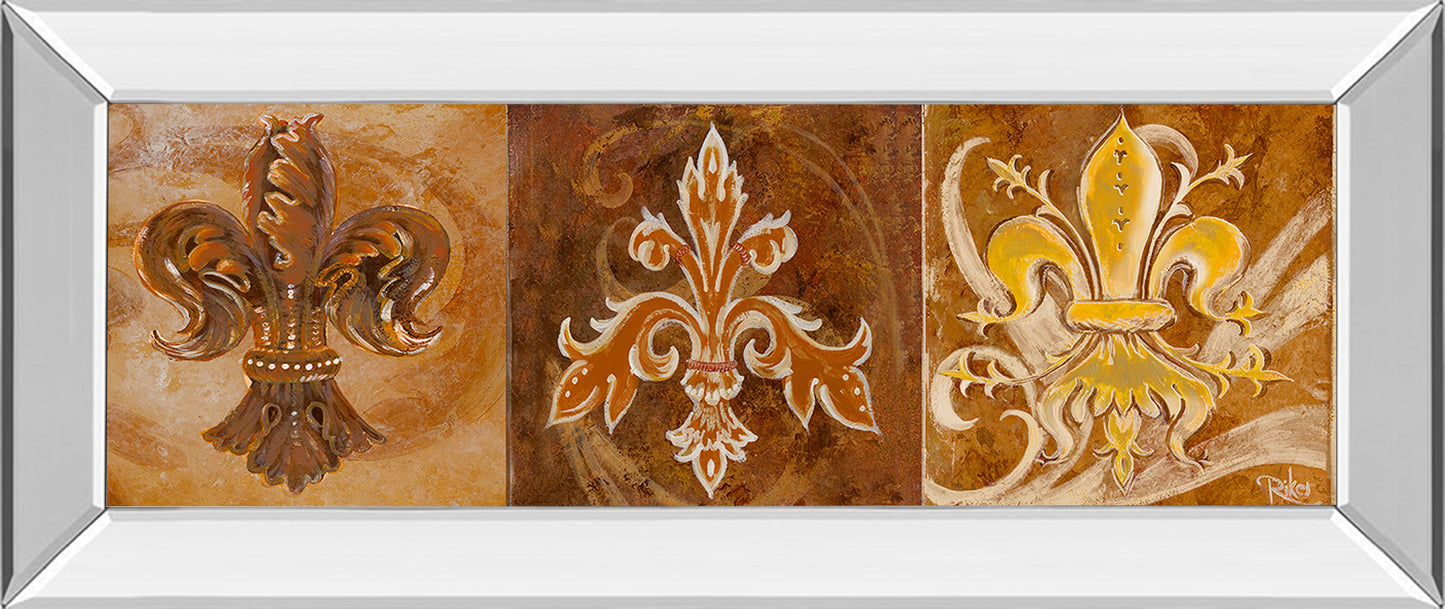 Mirrored Frame Fleur De Lis Trio II By Thomas Riker