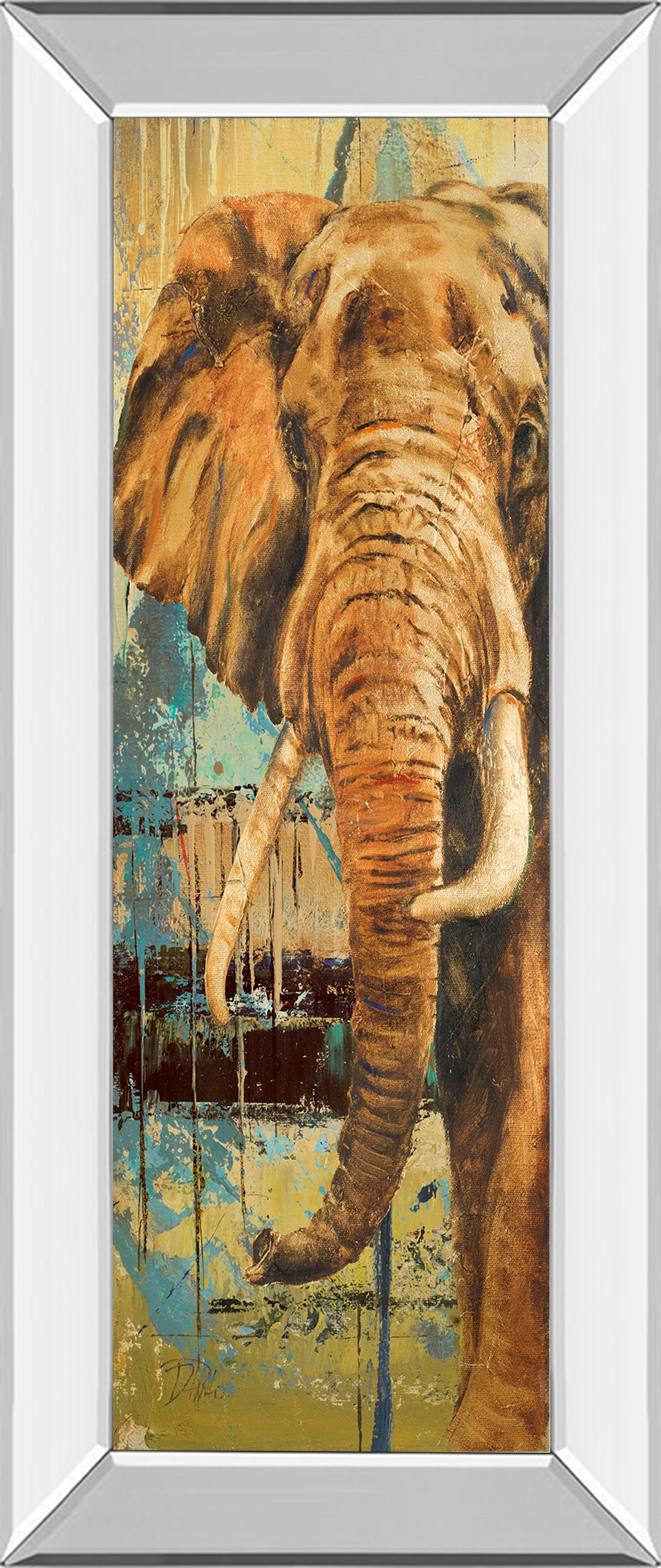 Mirrored Frame New Safari On Teal II By Patricia Pinto
