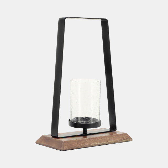 Huracán de metal con base de madera