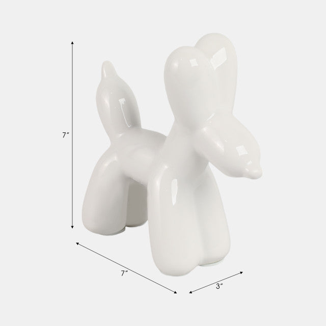 7" Ceramic Balloon Dog – White