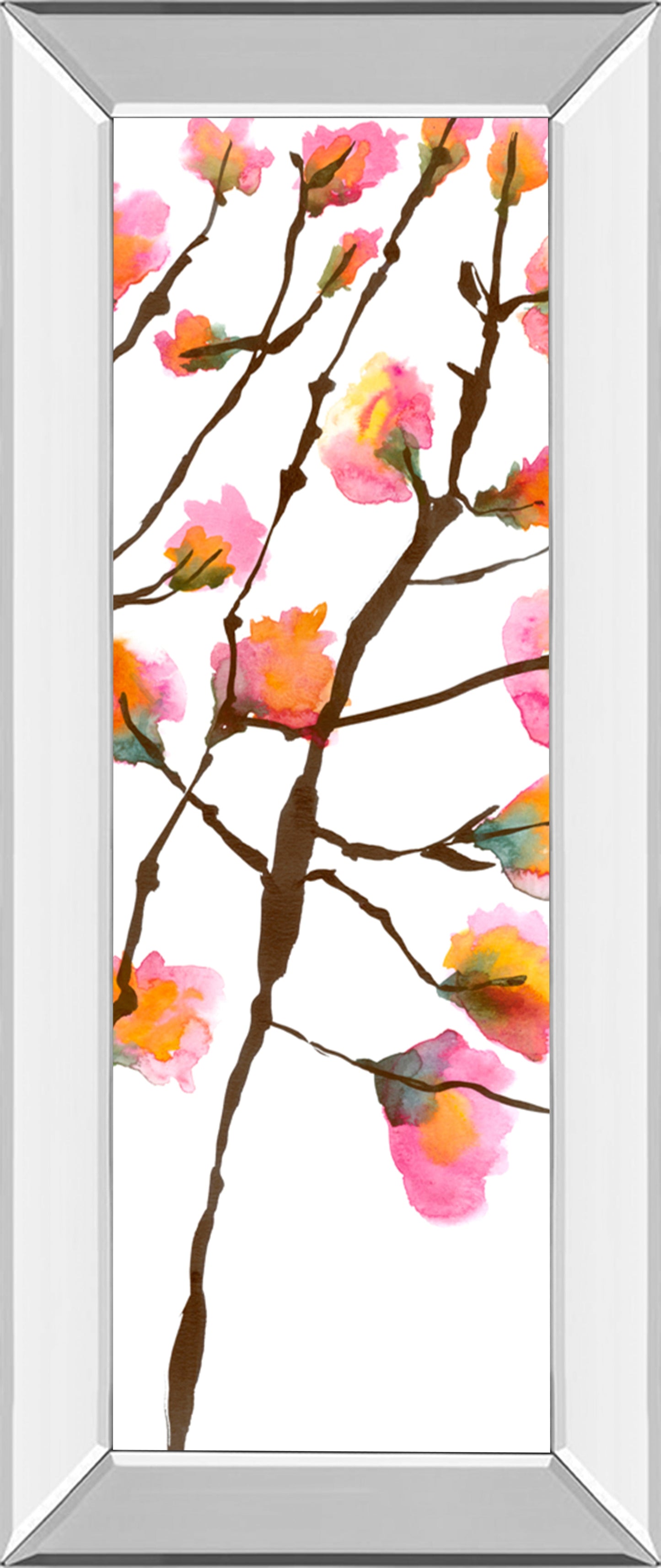 Mirrored Frame Inky Blossoms II By Deborah Velasquez