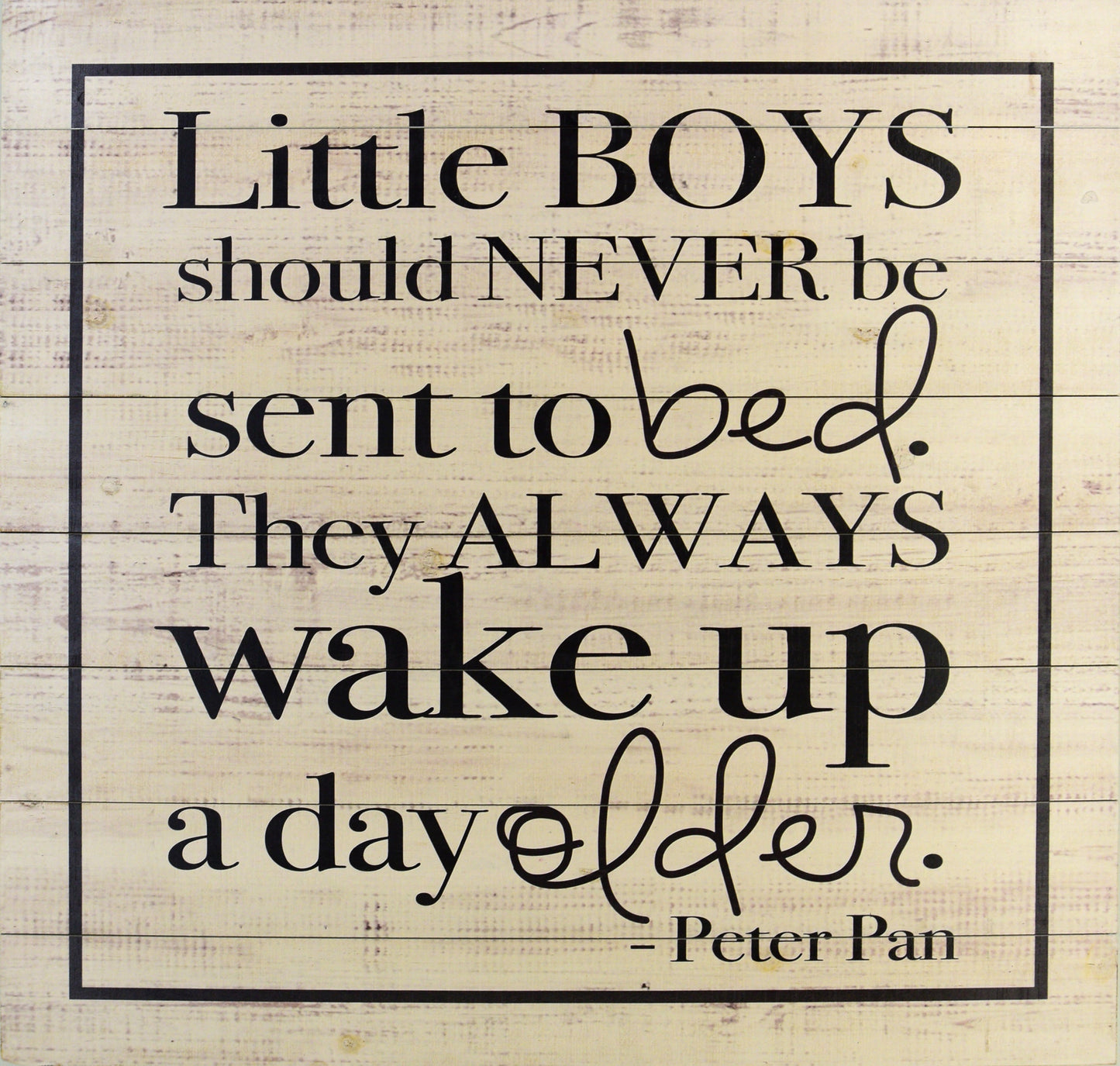 ''Peter Pan Little Boys Quote'' Wood Wall Art