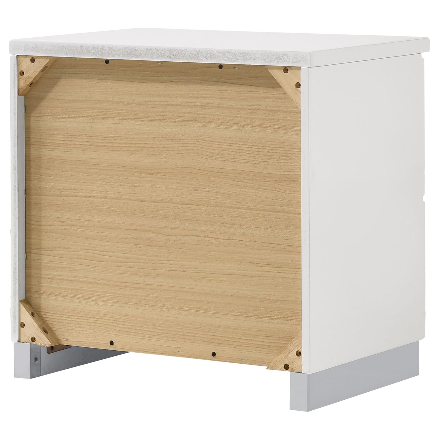 Mesita de noche Felicity de 2 cajones en blanco de alto brillo