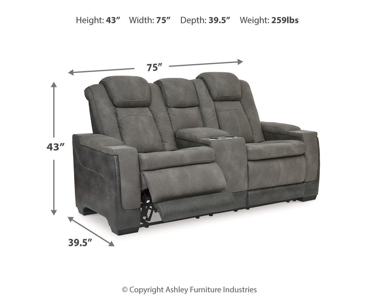 Next-Gen Durapella Power Reclining Loveseat with Console & Adjustable Headrest