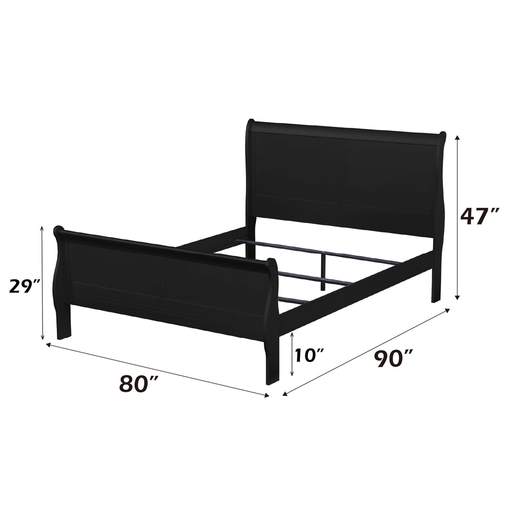 Louis Philippe Eastern King Bed - Black