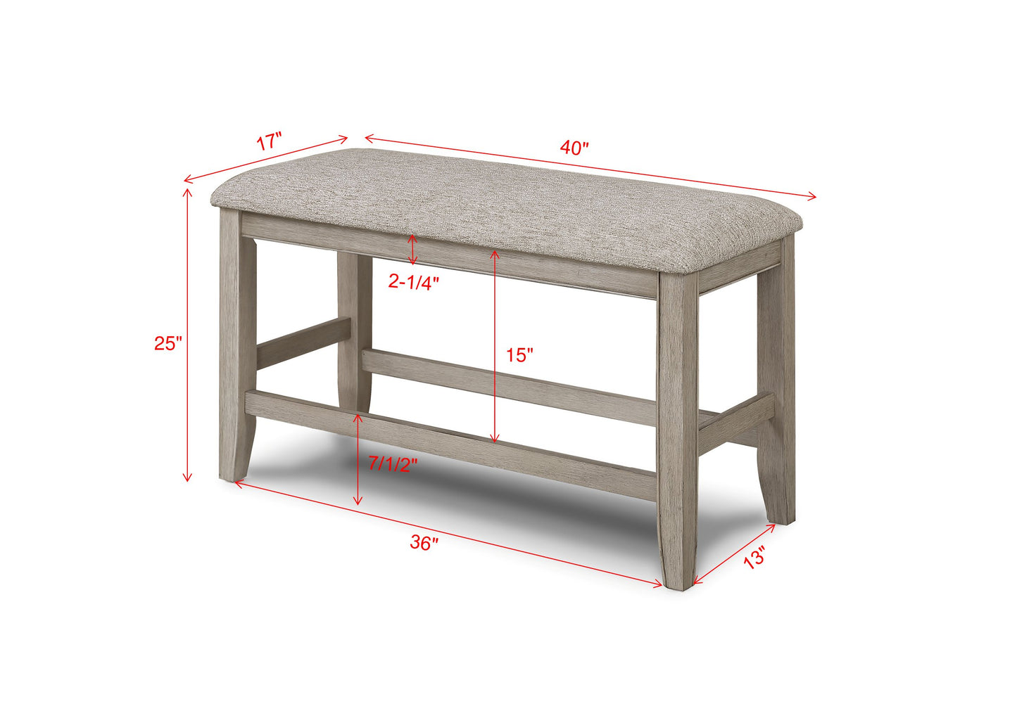 Fulton Counter Height Bench White Oak