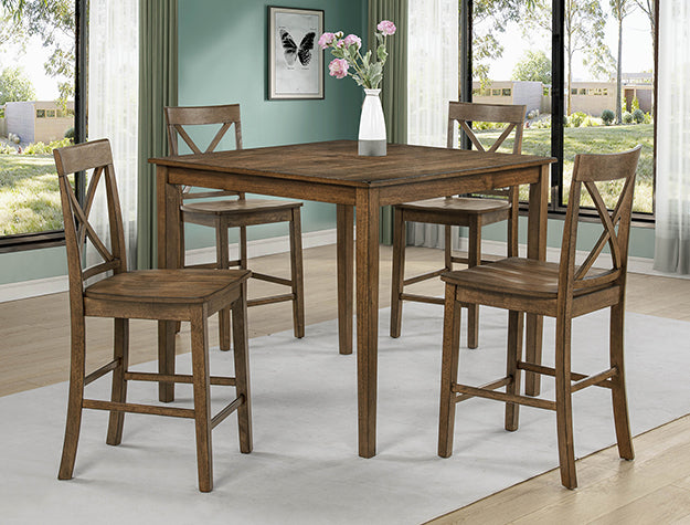 Theodore 5Pk Counter Height Set Brown