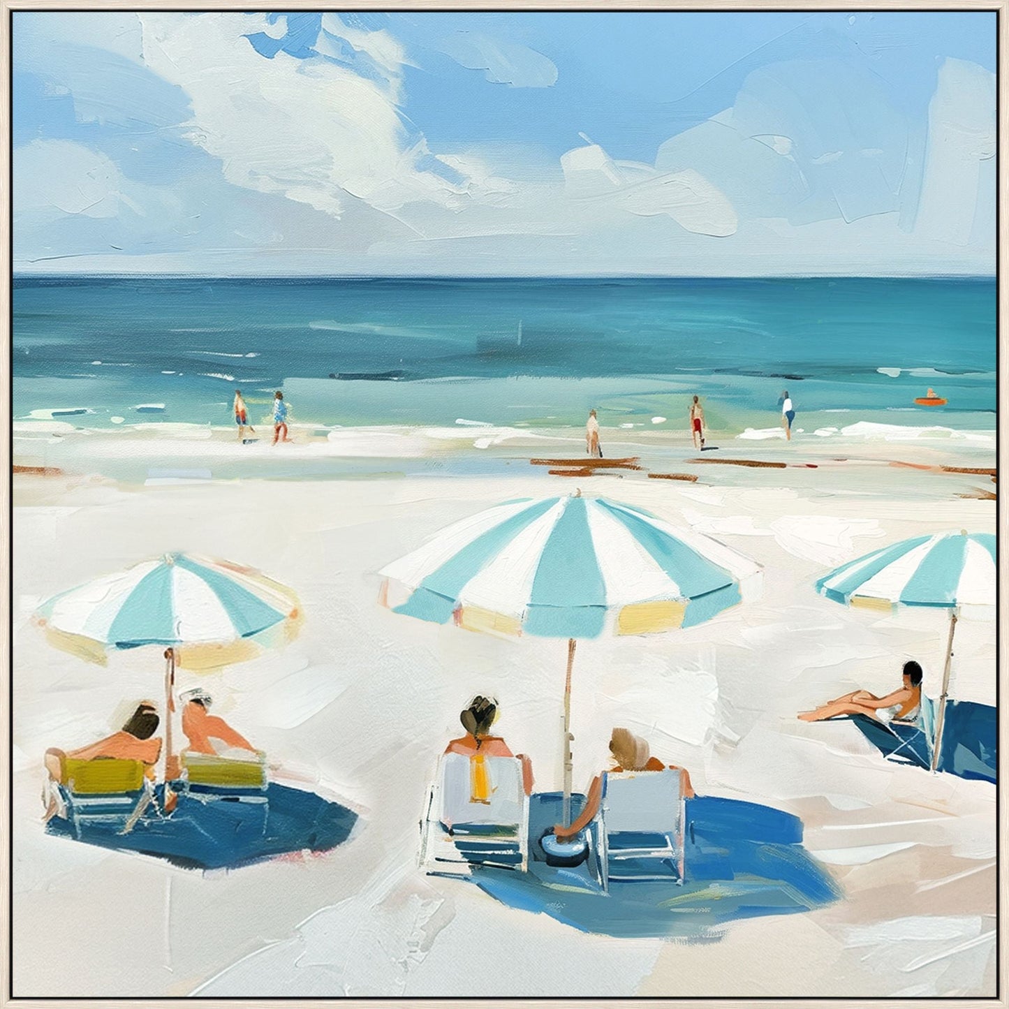 ''Under the Umbrella I'' Hand-painted Canvas in Frame