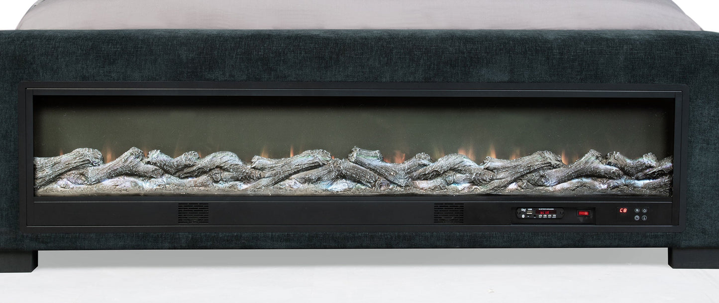 Preston Upholstered Audio Flame Visualizer Bed Blue