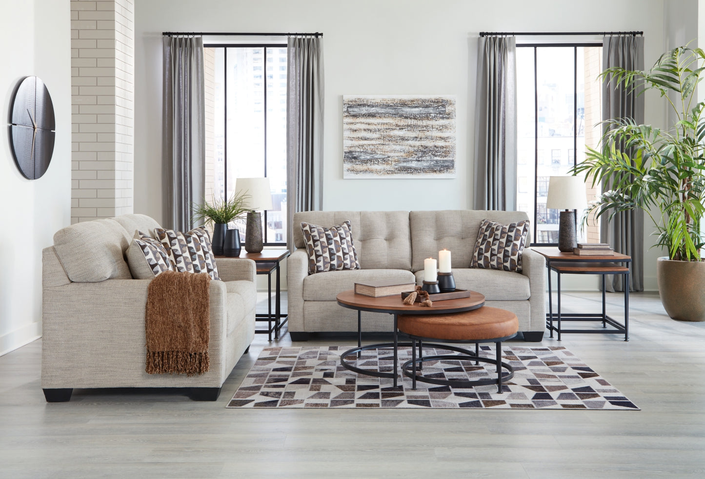Mahoney Sofa and Loveseat Gray Set