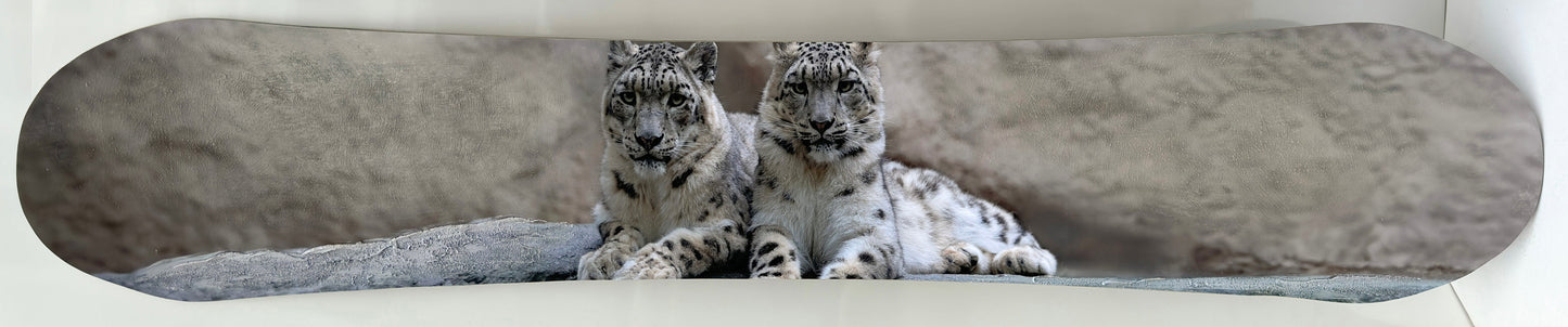 ''Snowboard with Snow Leopards'' Hand-painted Snowboard