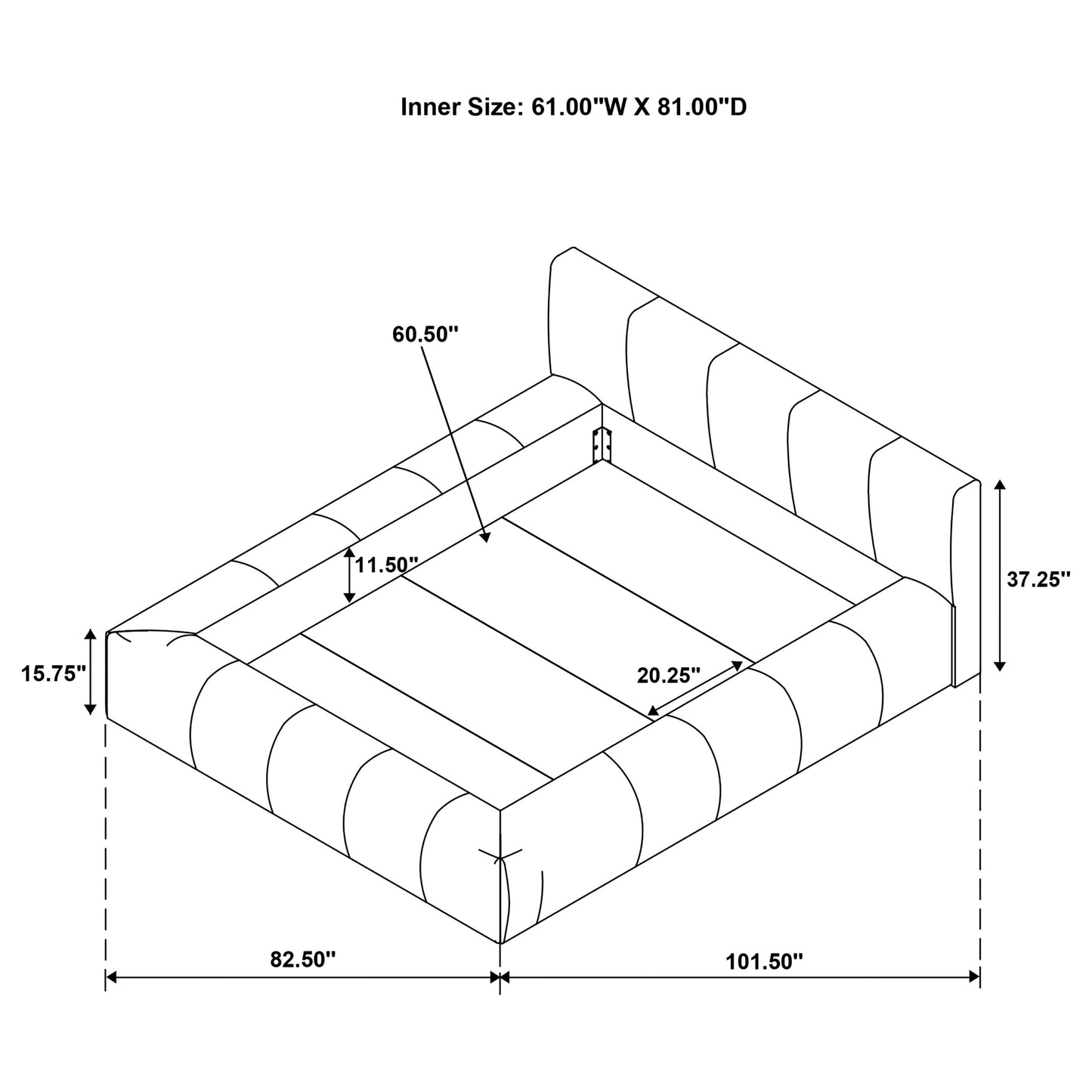 Wilshire Upholstered Platform Bed Grey