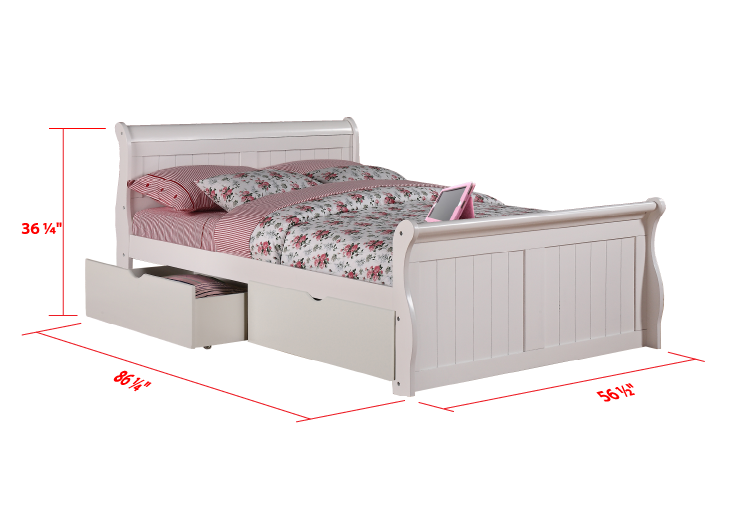 Cama de trineo blanca