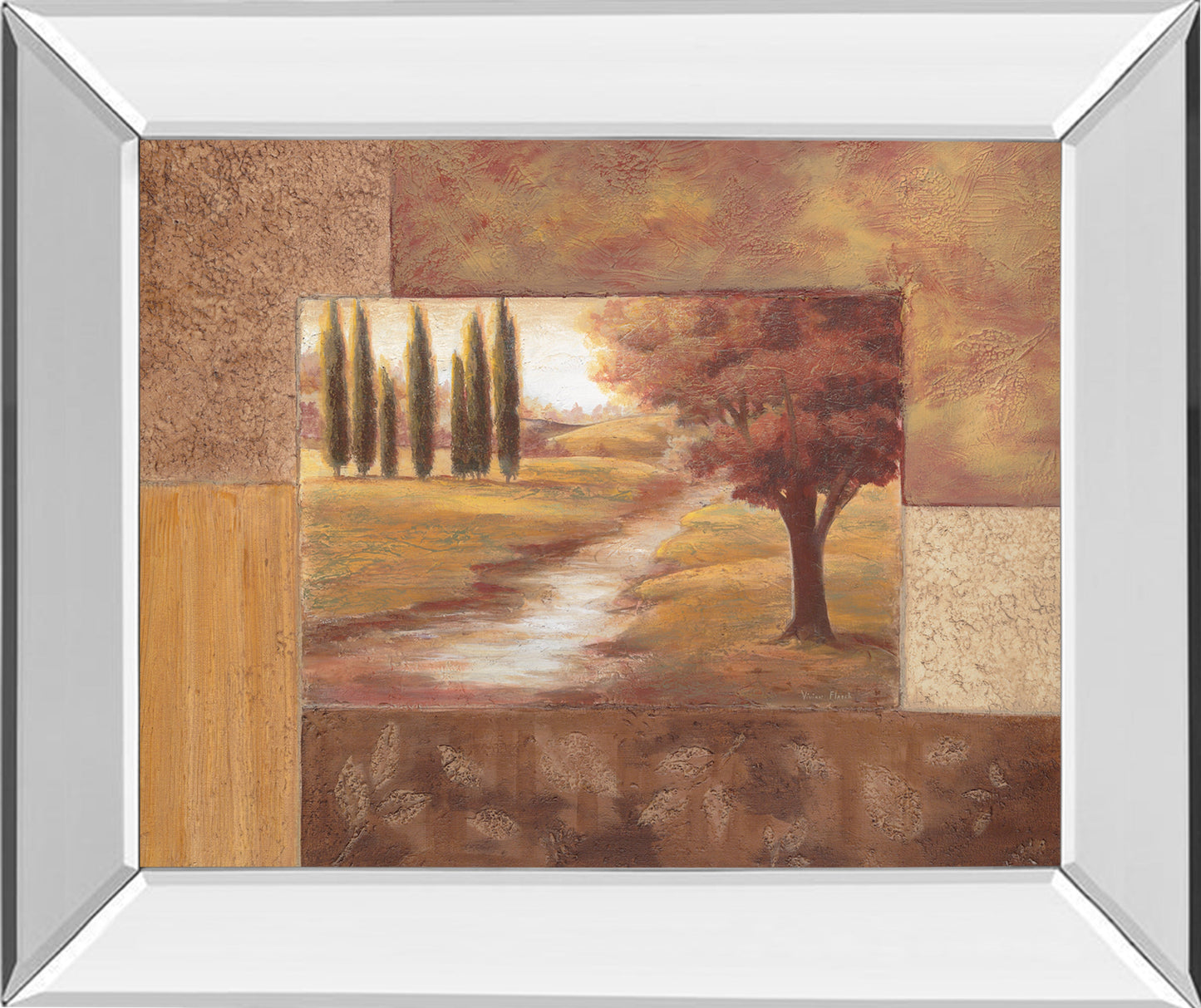 Mirrored Frame Peaceful Stream II By Vivian Flasch