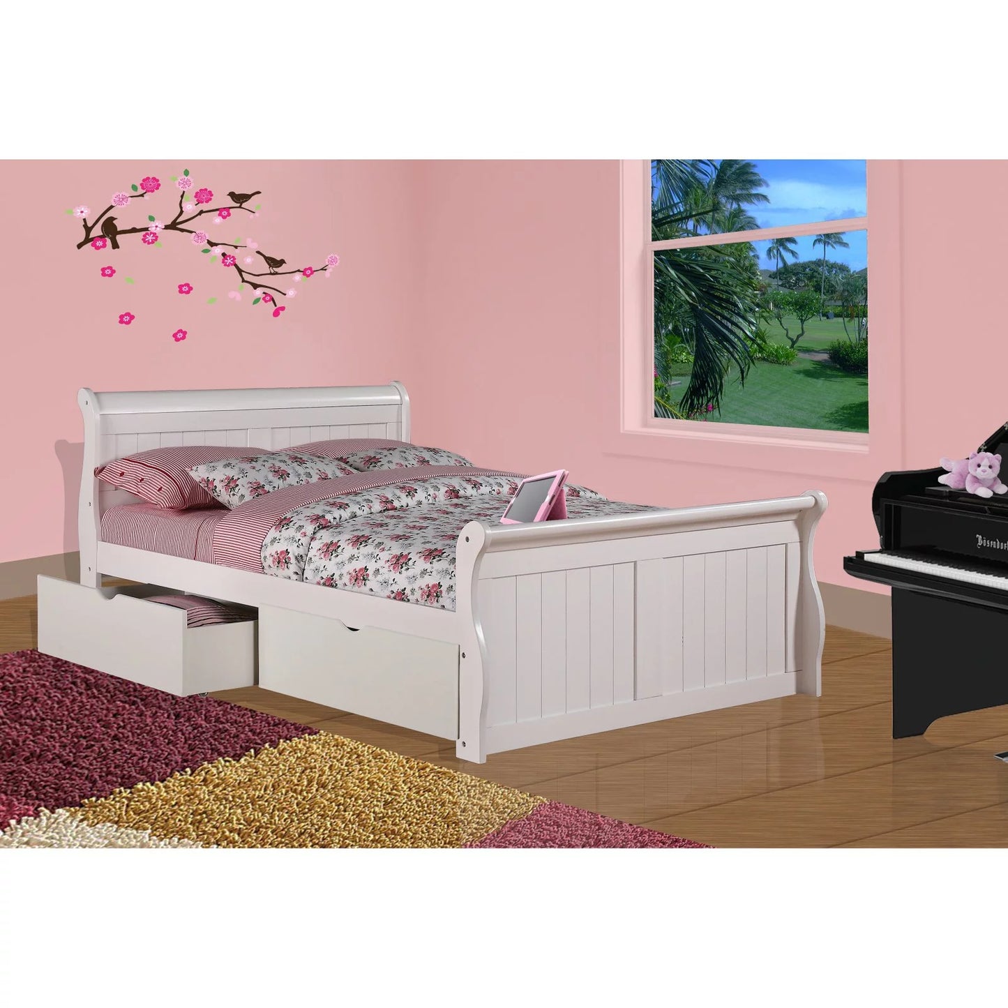 White Sleigh Bed