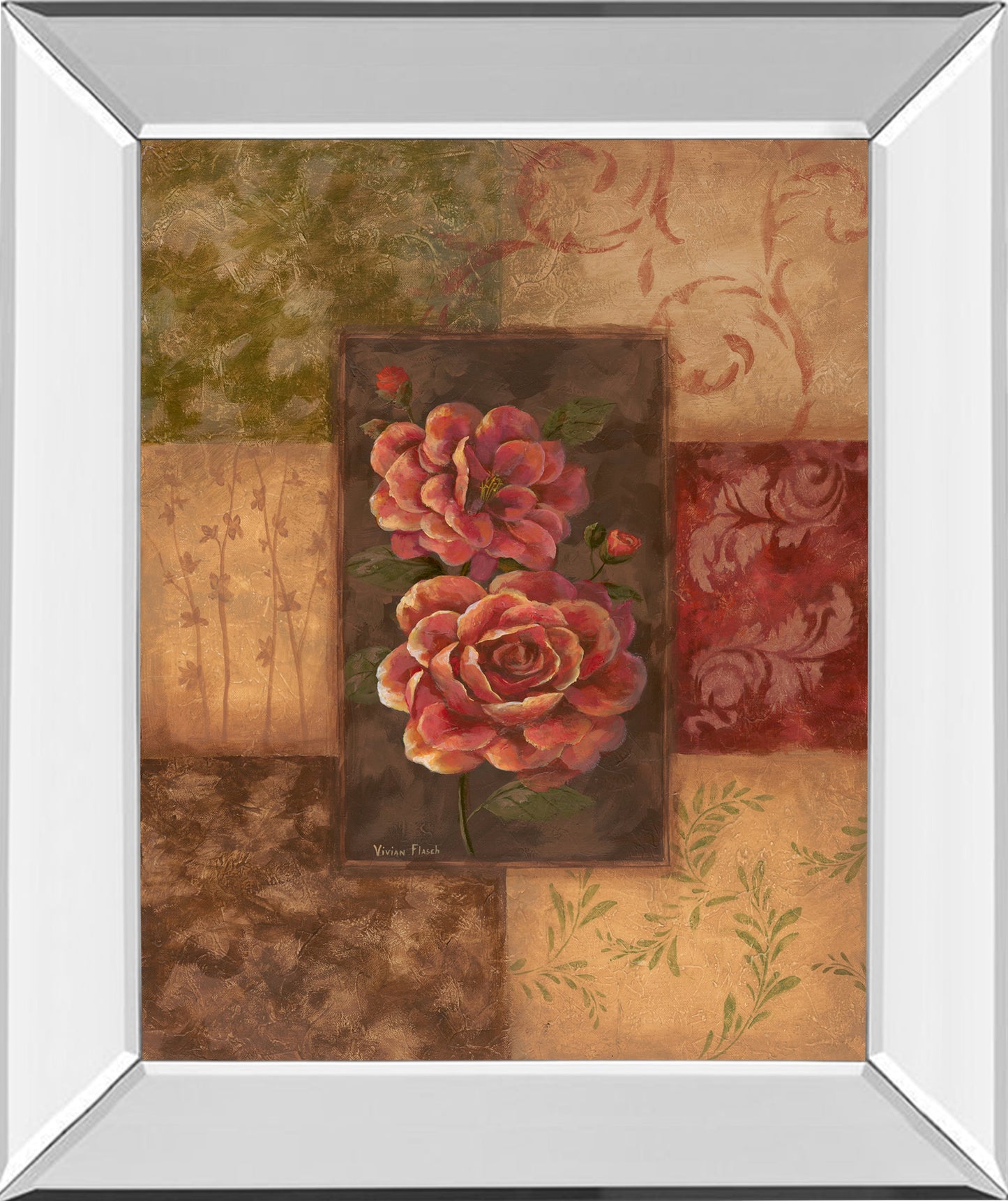 Mirrored Frame Camellias On Chocolate By Vivian Flasch