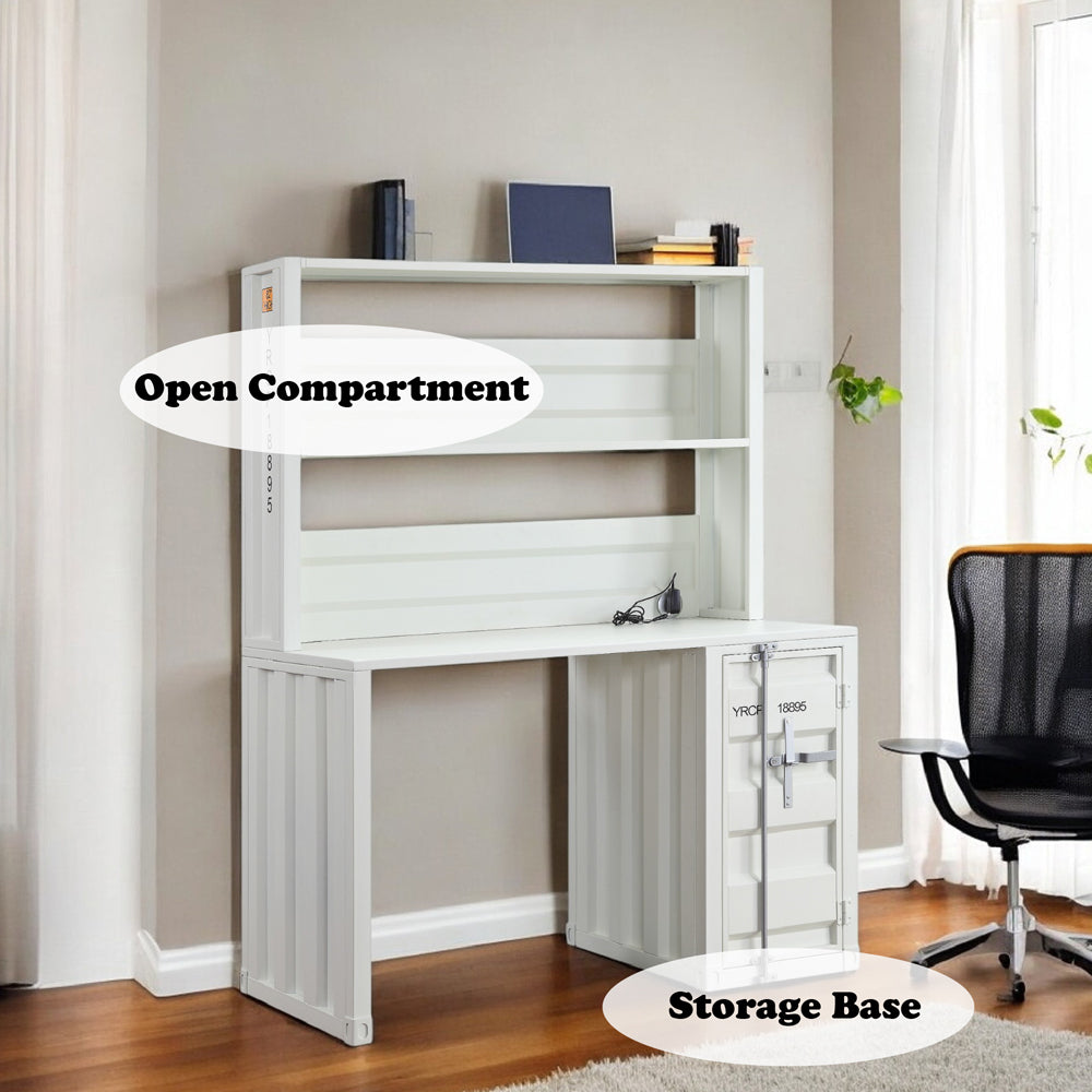Cargo Writing Desk W/Hutch - White
