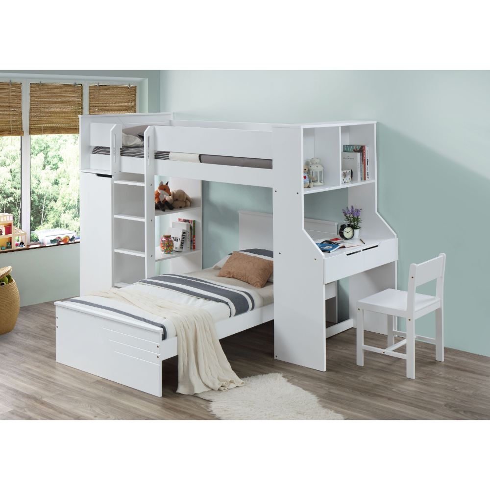 Cama alta Ragna de 233 cm con escritorio y armario