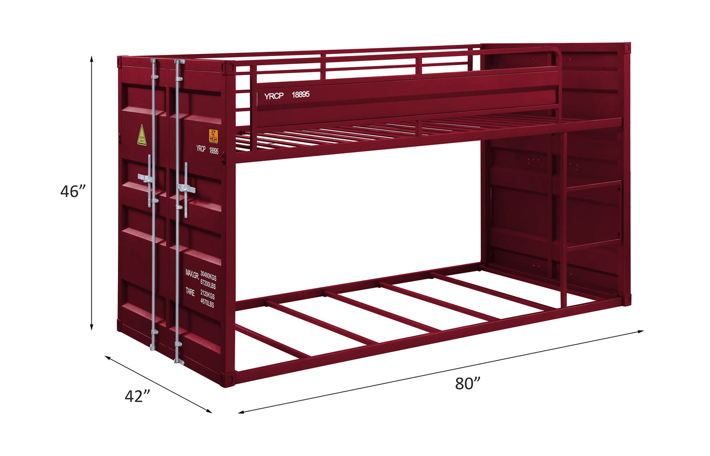 Cargo 46"H Twin/Twin Metal Bunk Bed
