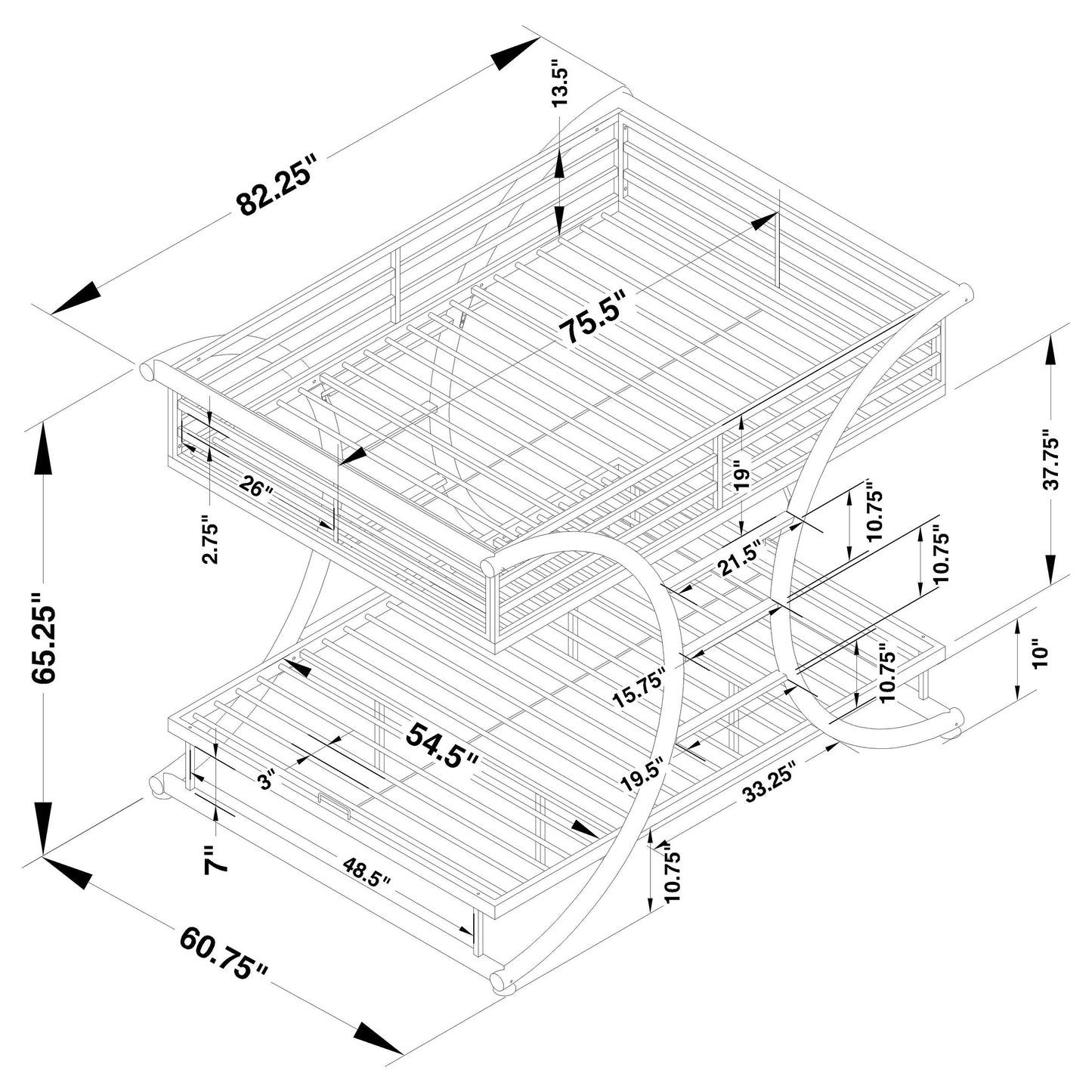 Stephan Metal Over Bunk Bed Gunmetal