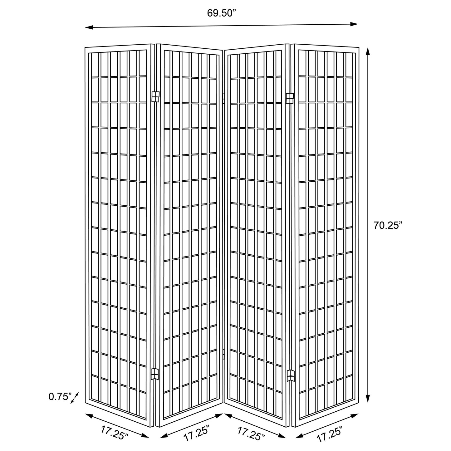 Roberto 4-Panel Room Divider Folding Shoji Screen