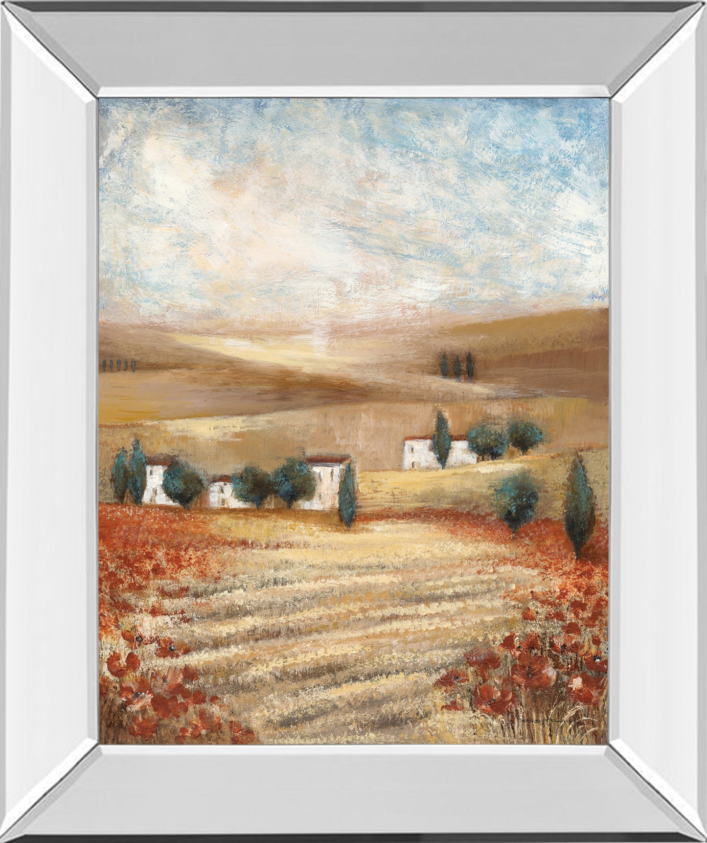 Mirrored Frame Hilltown Landscape I By Rosie Abrahams
