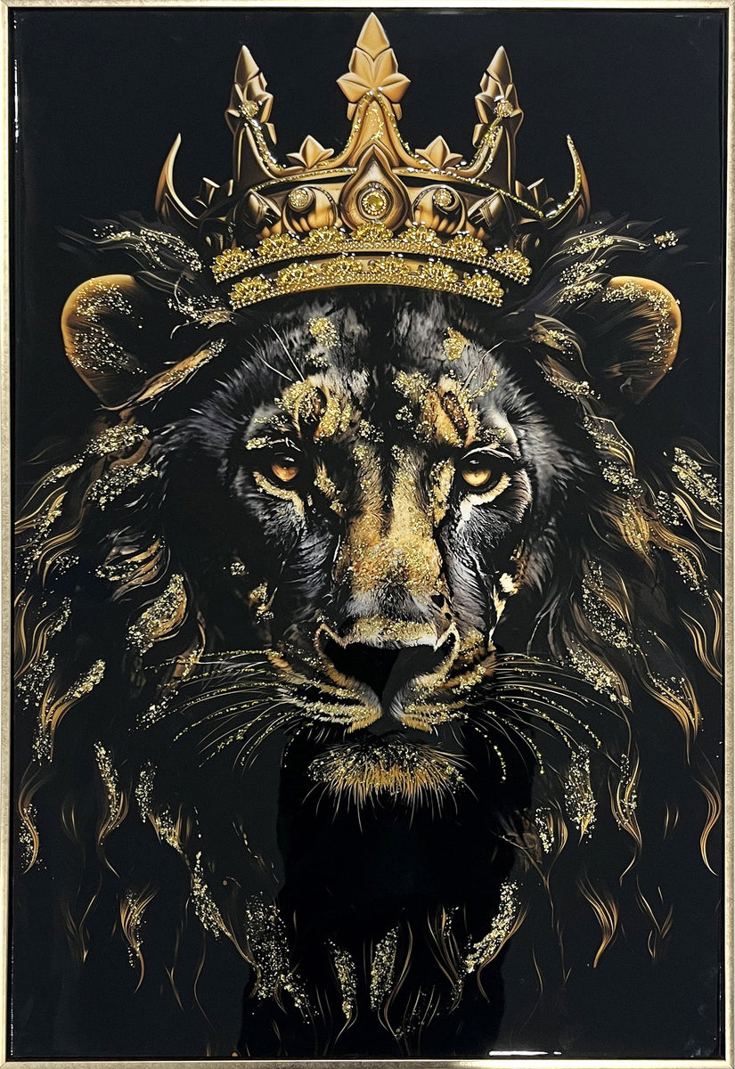 Crowned Noir I Gloss Canvas w/Glitter in Frame