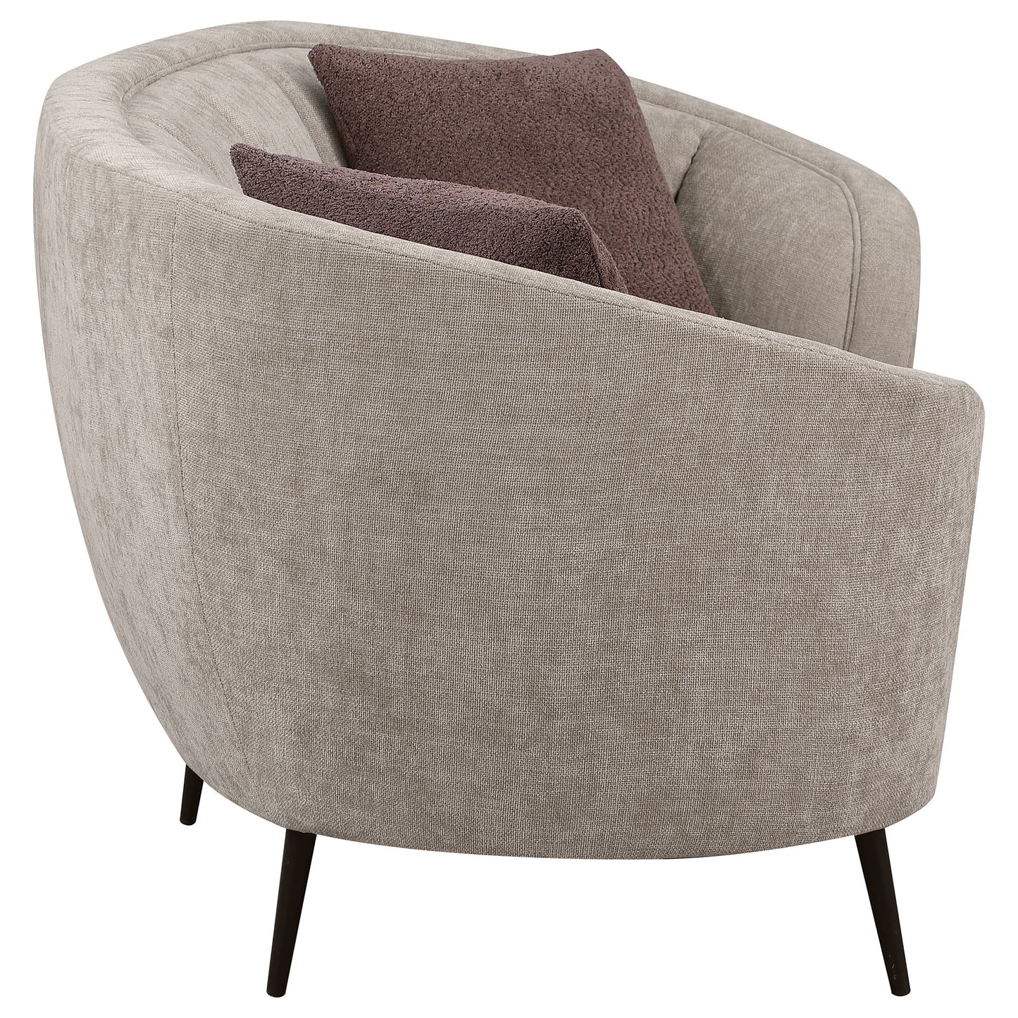 Loveseat curvo con respaldo acanalado tapizado Ellorie en beige