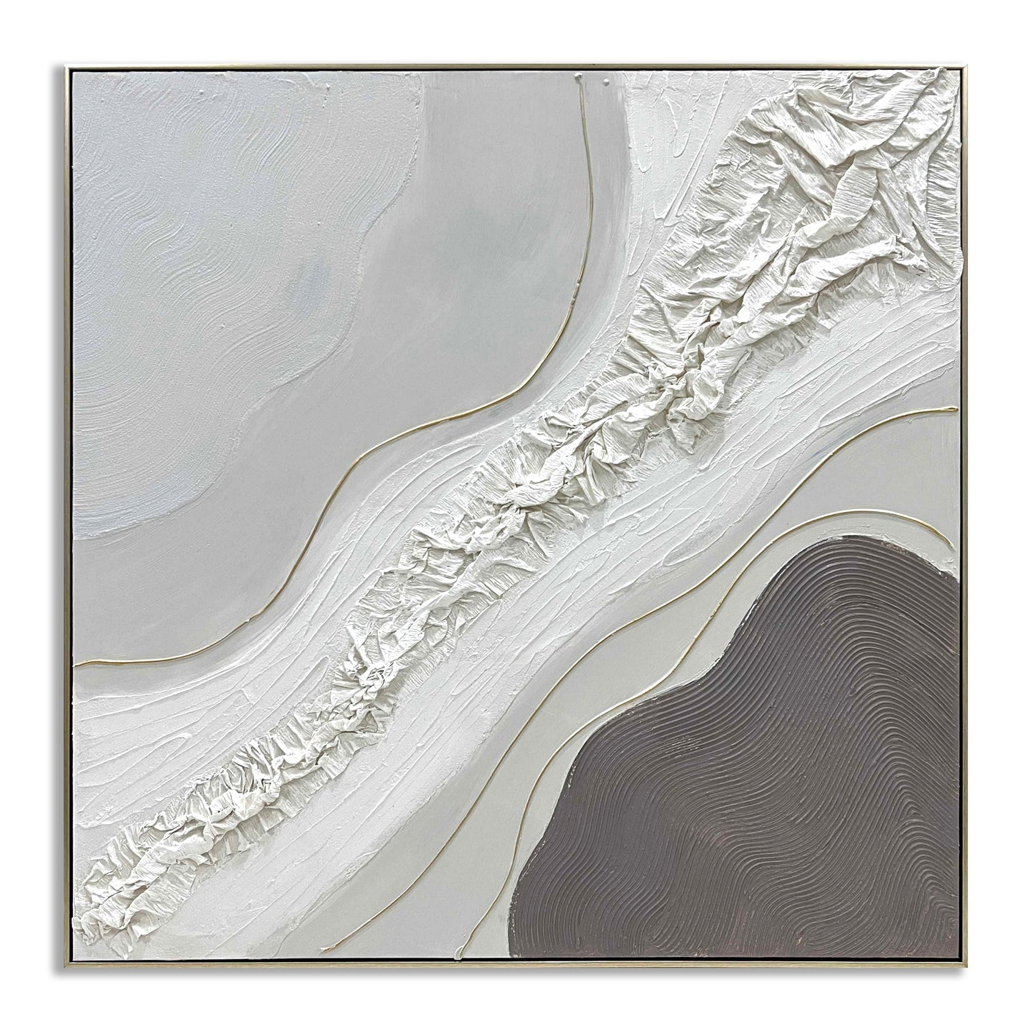 ''Diagonal Abstract'' Hand-painted Canvas in Frame