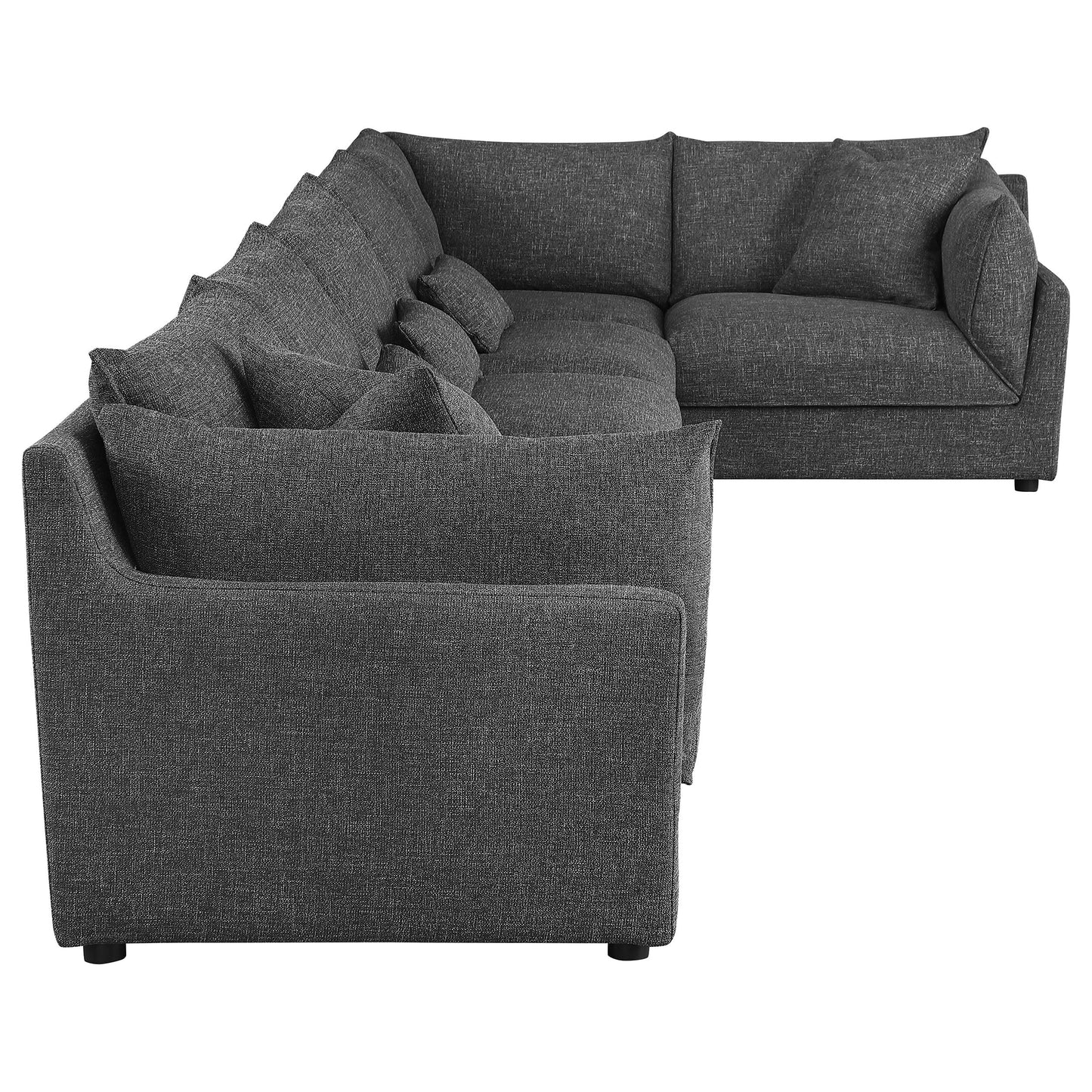 Seccional modular tapizado Sasha, color negro brillante
