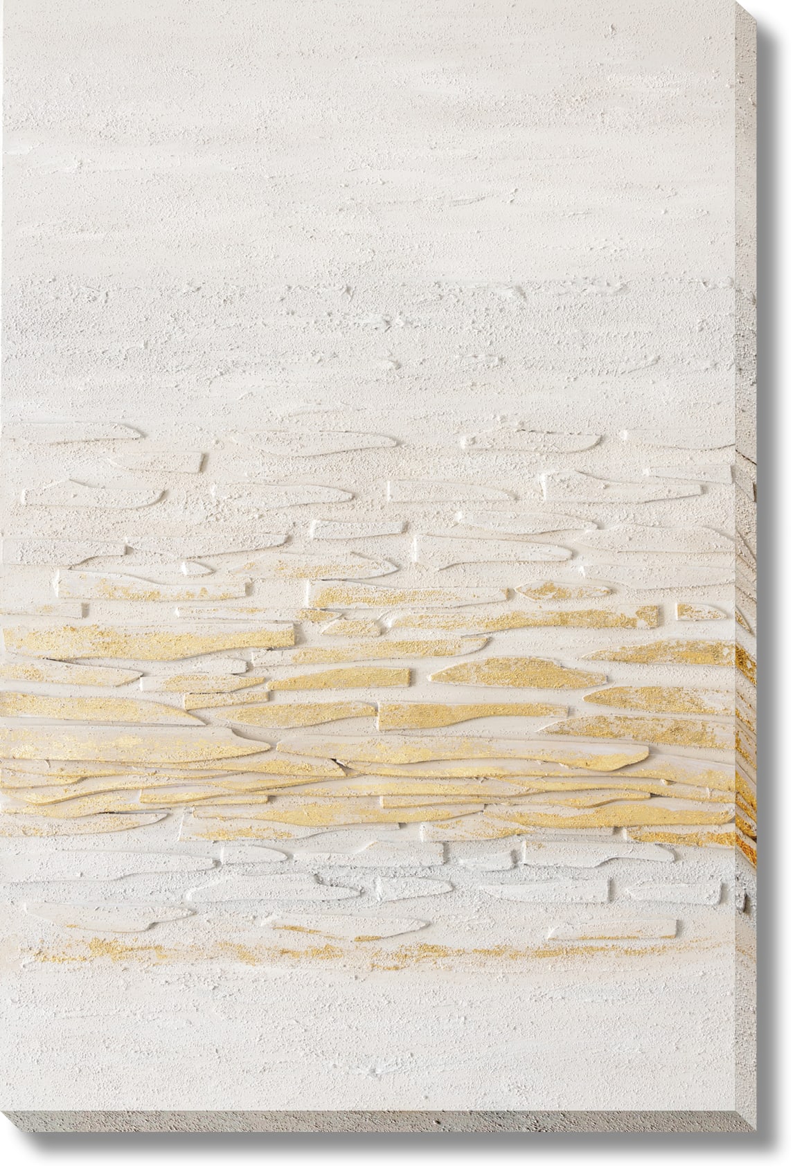 ''Radiant Textured Gold & Cream'' Hand-painted 3D Canvas
