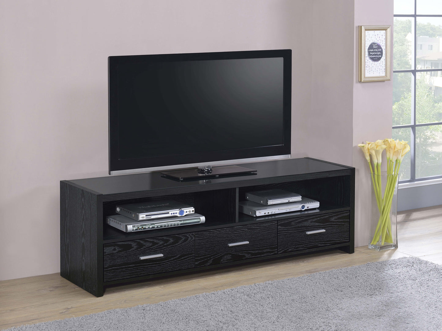 Alton 3-Drawer Engineered Wood TV Stand Black Oak