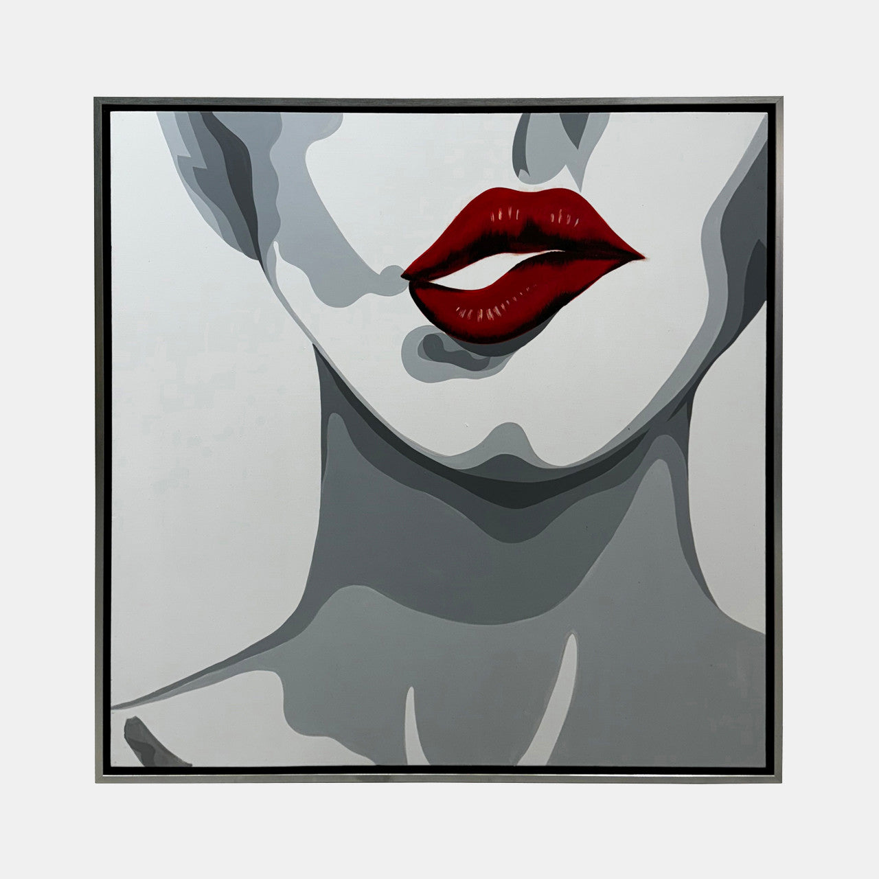 47x47 Mordedura de labio pintada a mano, blanco