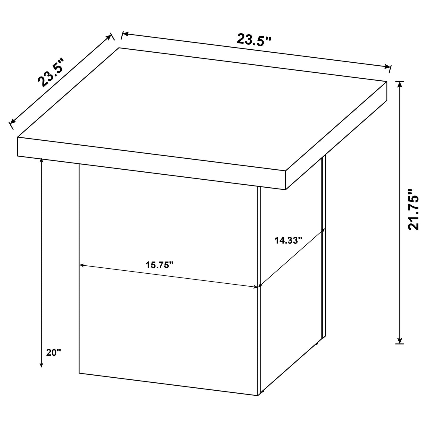 Max Square Engineered Laminate End Side Table Black