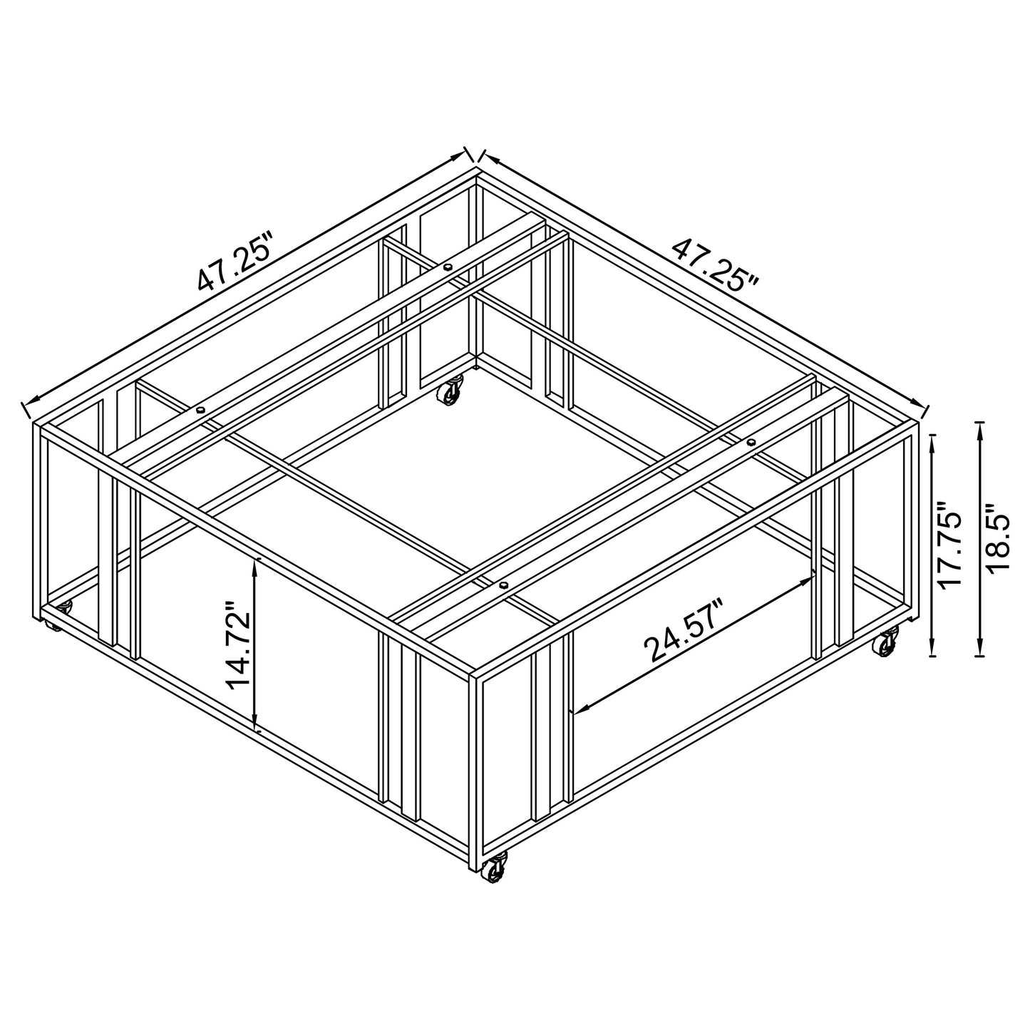 Adri Square Glass Top Coffee Table with Casters