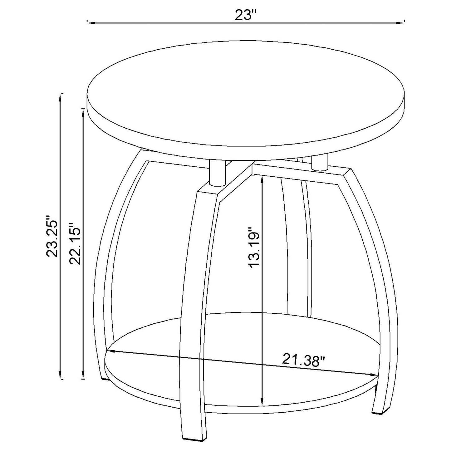 Mesa auxiliar redonda Dacre con tablero de madera de ingeniería, color carbón oscuro