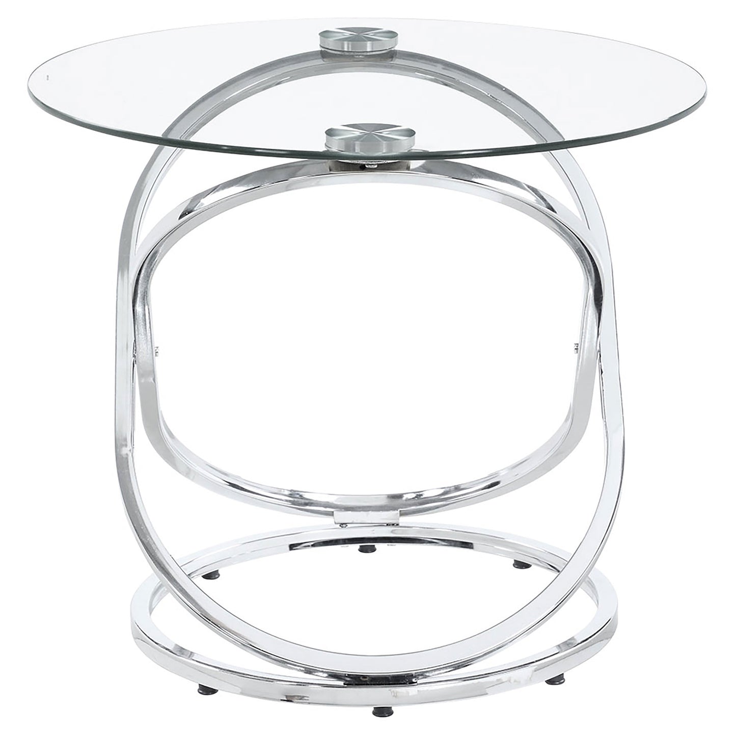 Juego de mesa de centro Warren con tapa de vidrio ovalada y cromo