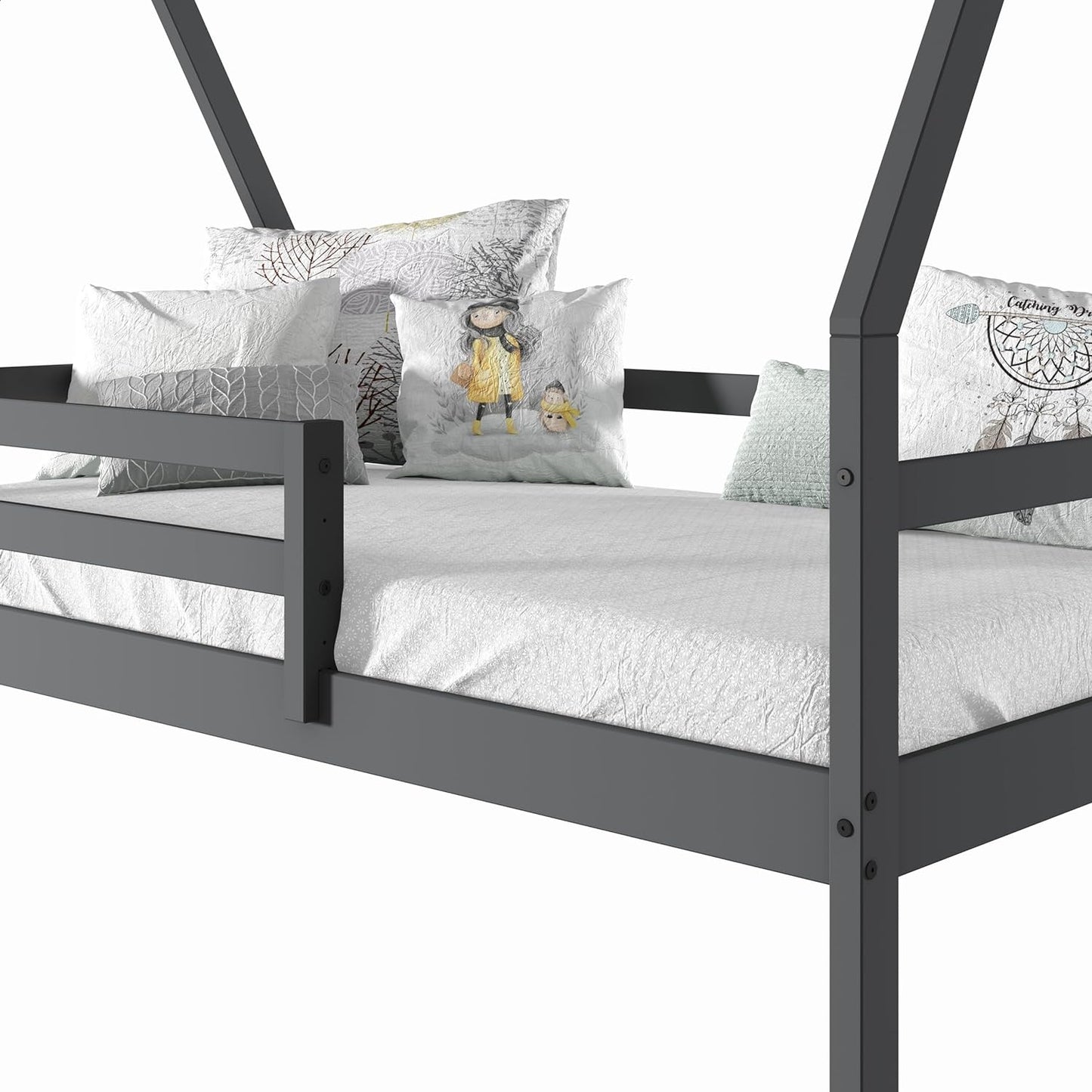 Bella A-Frame Modern Dark Grey Twin House + Free Mattress