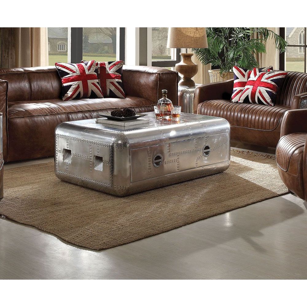 Brancaster Rectangular 1 Drawer Coffee Table with Aluminum Frame
