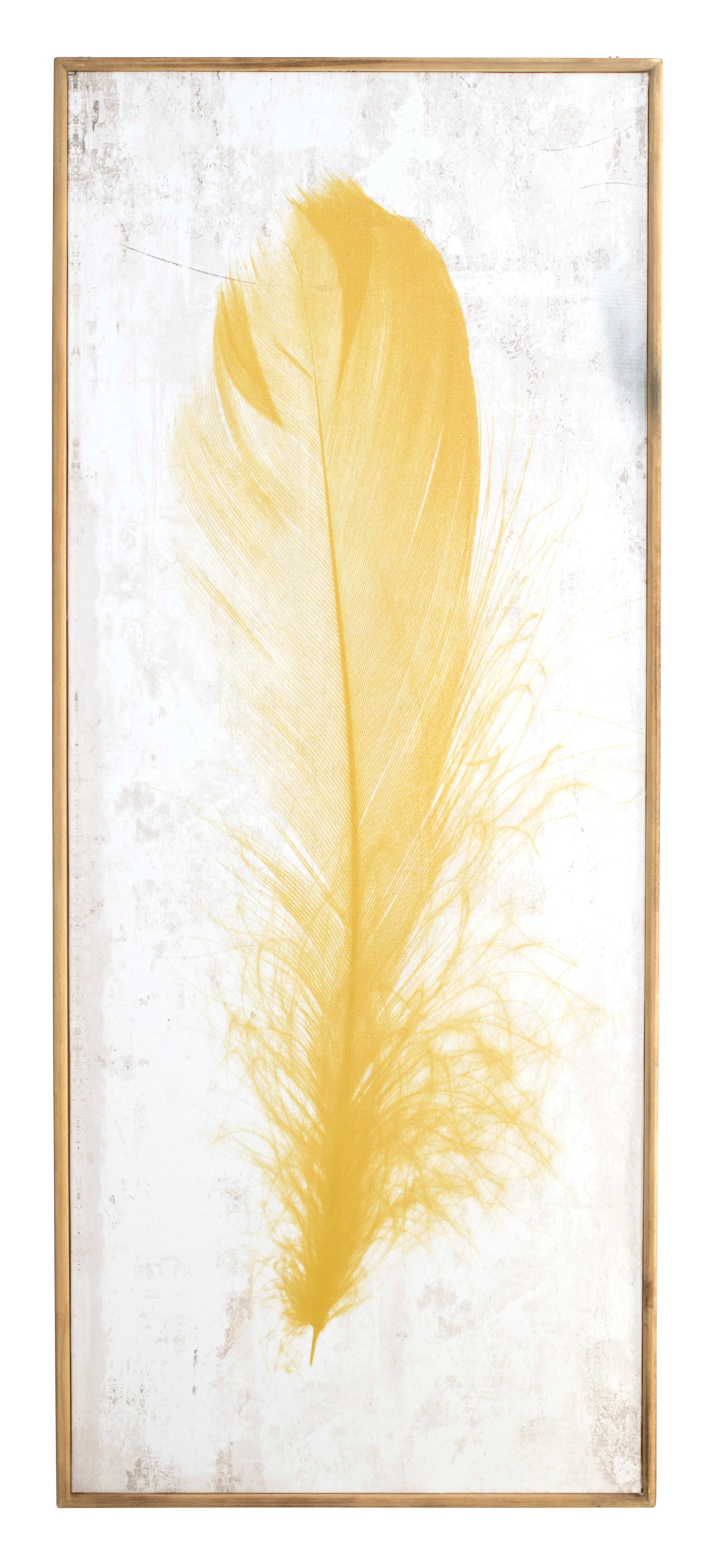 ''Yellow Feather'' Wood Wall Art