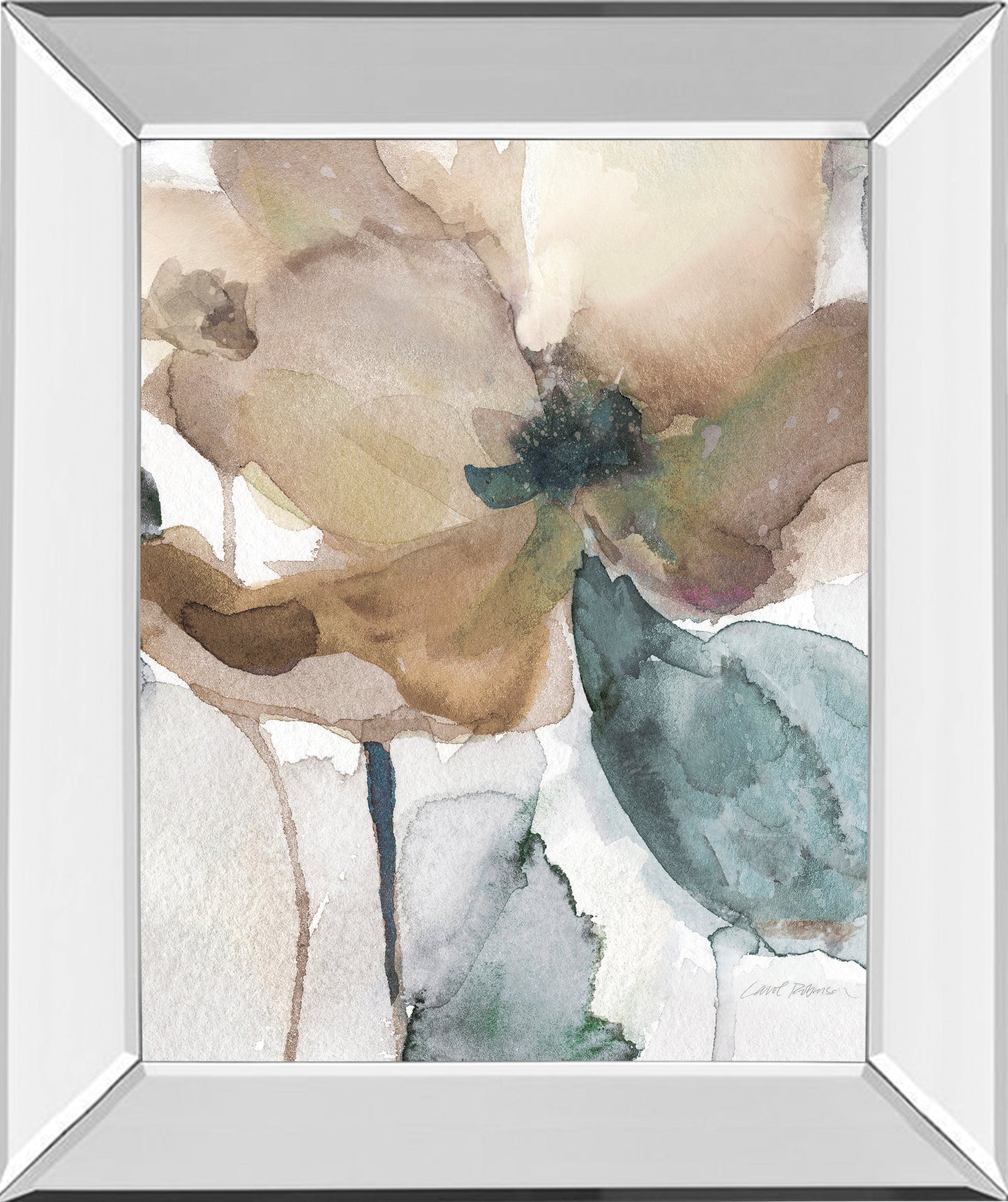 Mirrored Frame Watercolor Poppy I By Carol Robinson