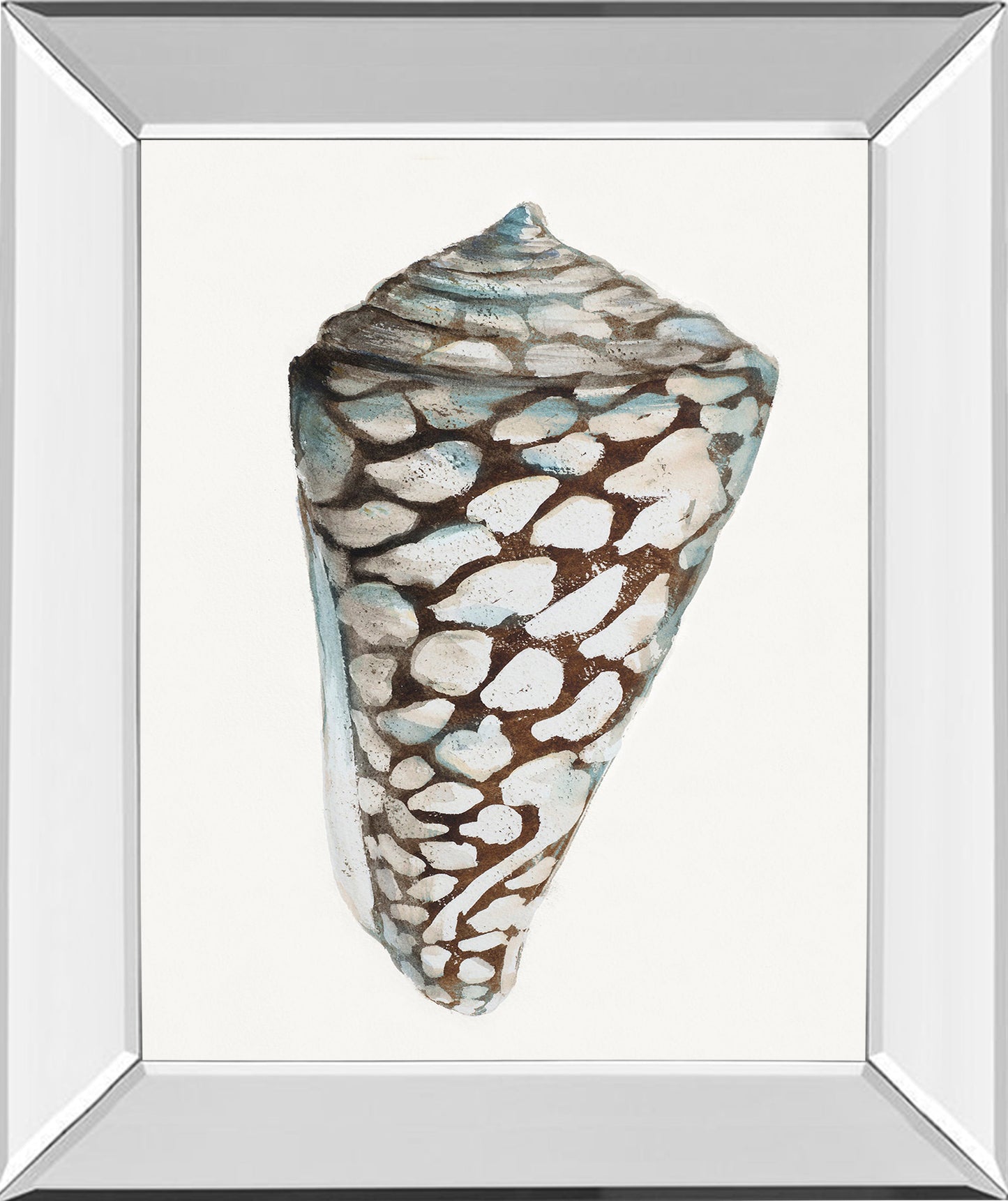 Mirrored Frame Modern Shell With Teal II By Patricia Pinto